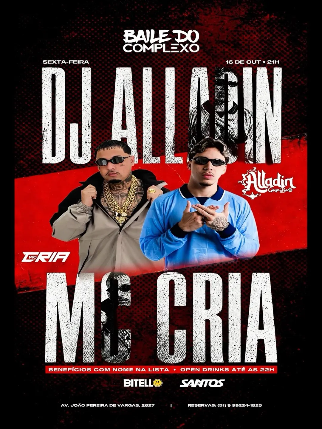 Flyer de Tio Cria, Bitello, DJ Alladin GDB e mais 3 artistas
