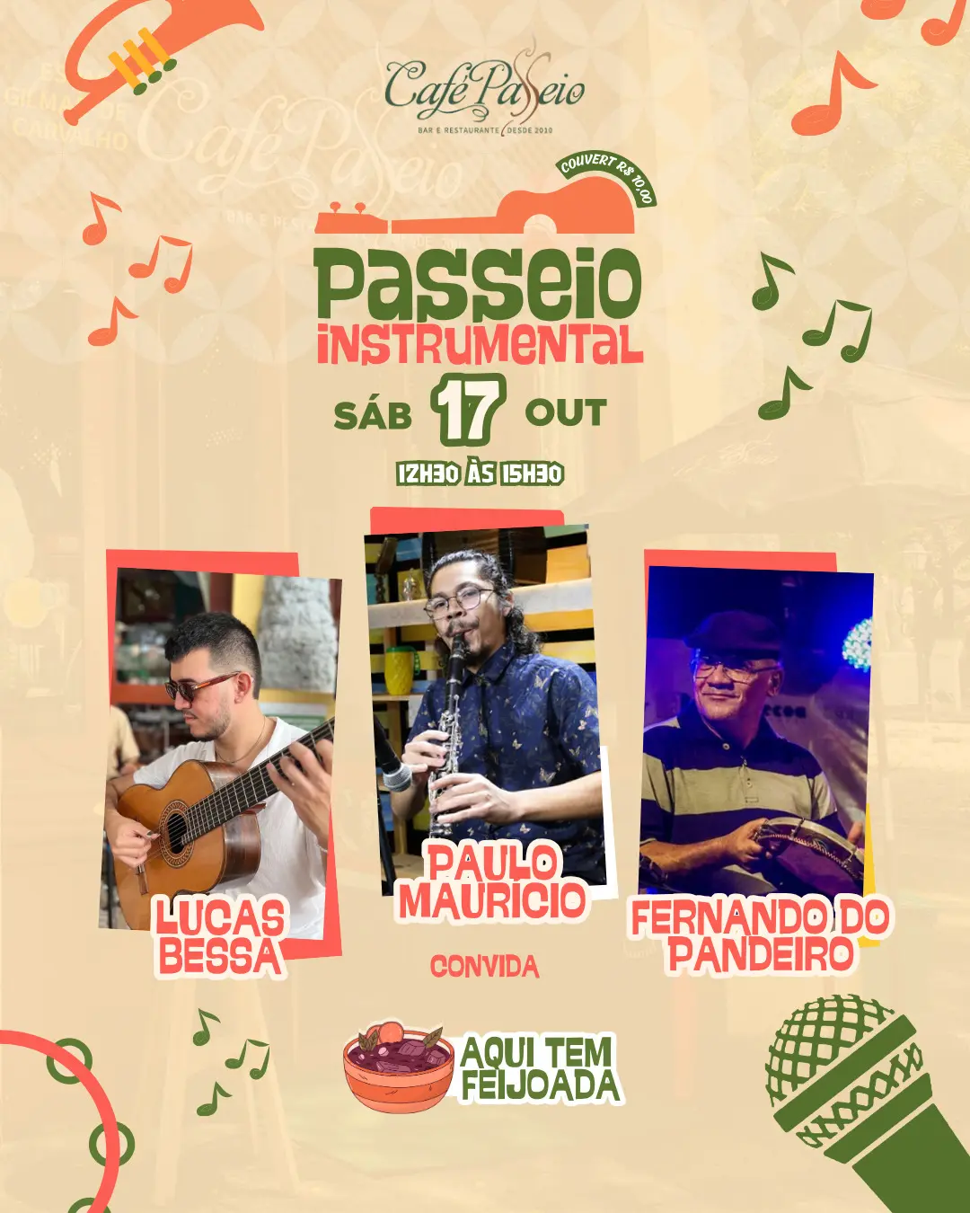 Flyer de Paulo Mauricio, Lucas Bessa e Fernando do Pandeiro