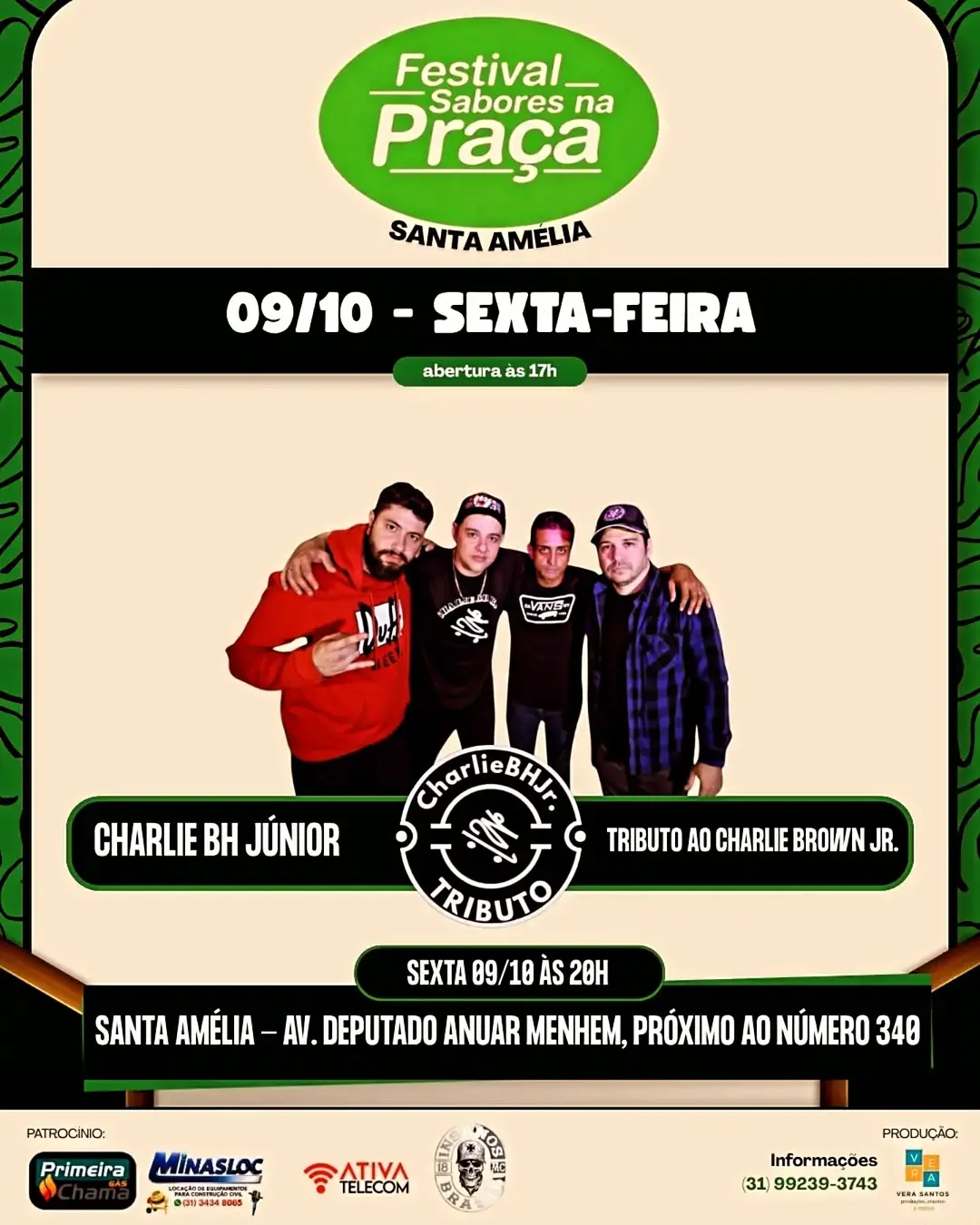 Flyer de Charlie BH, Banda Urbana 2 e mais 2 artistas