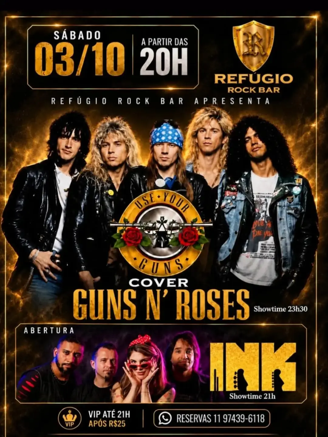 Flyer de Ink e Cover Guns N' Roses