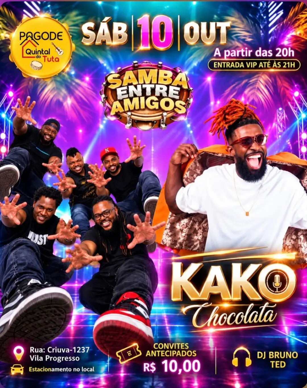 Flyer de Samba entre Amigos e mais 2 artistas