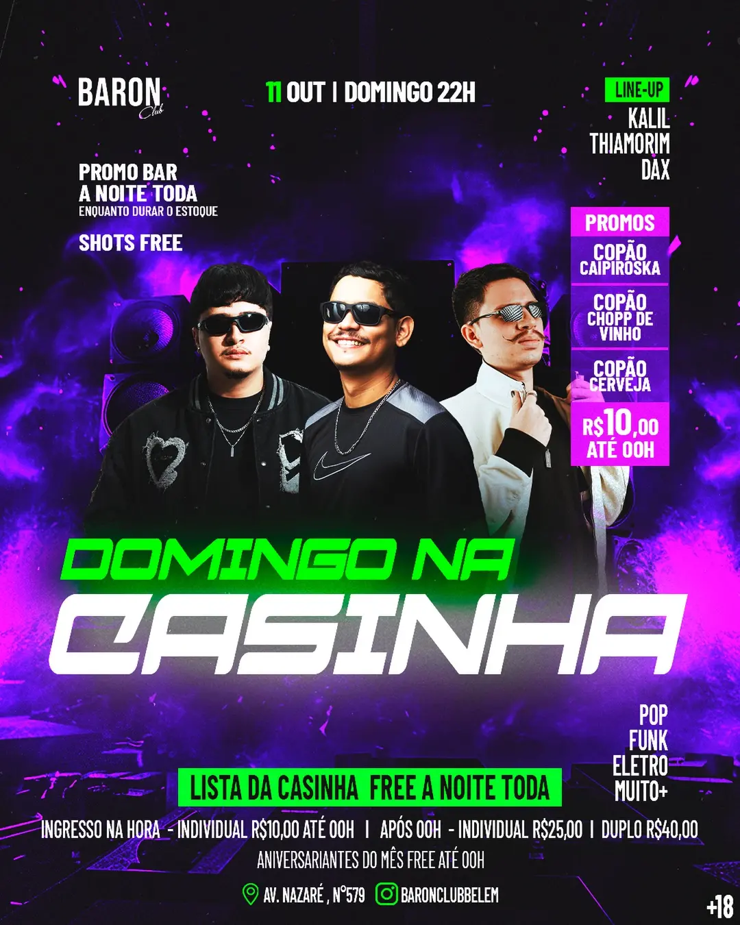 Flyer de DJ Kalil, Thiamorim e Dax