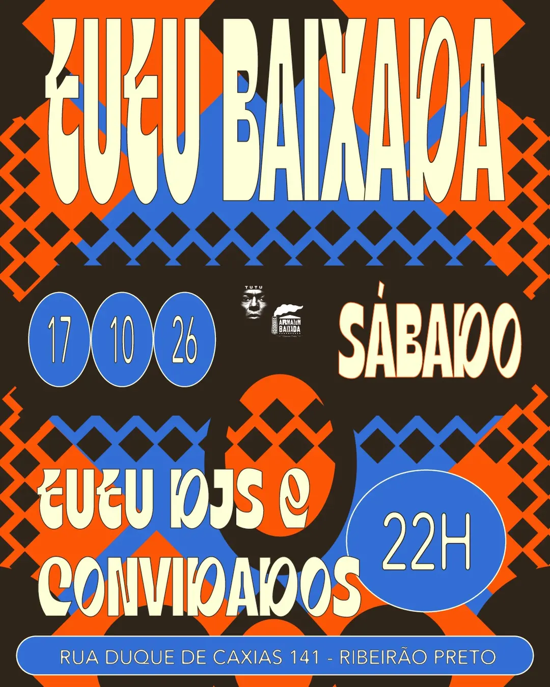 Flyer de Tutu, Rodrigo Kcond, rshareid, Exu Selecta e victora.dj