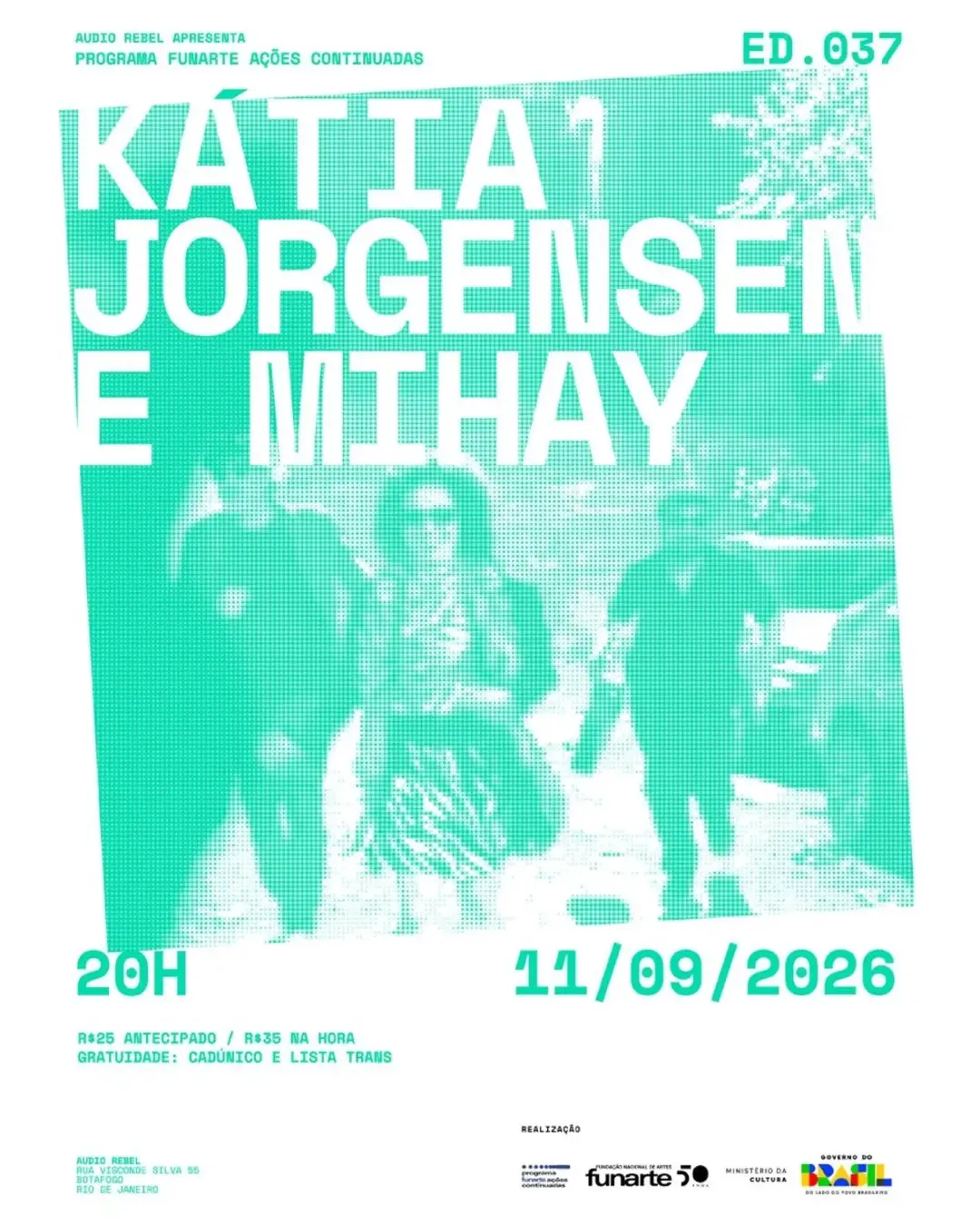 Flyer de Daio, Katia Jorgensen, Mihay e mais 4 artistas