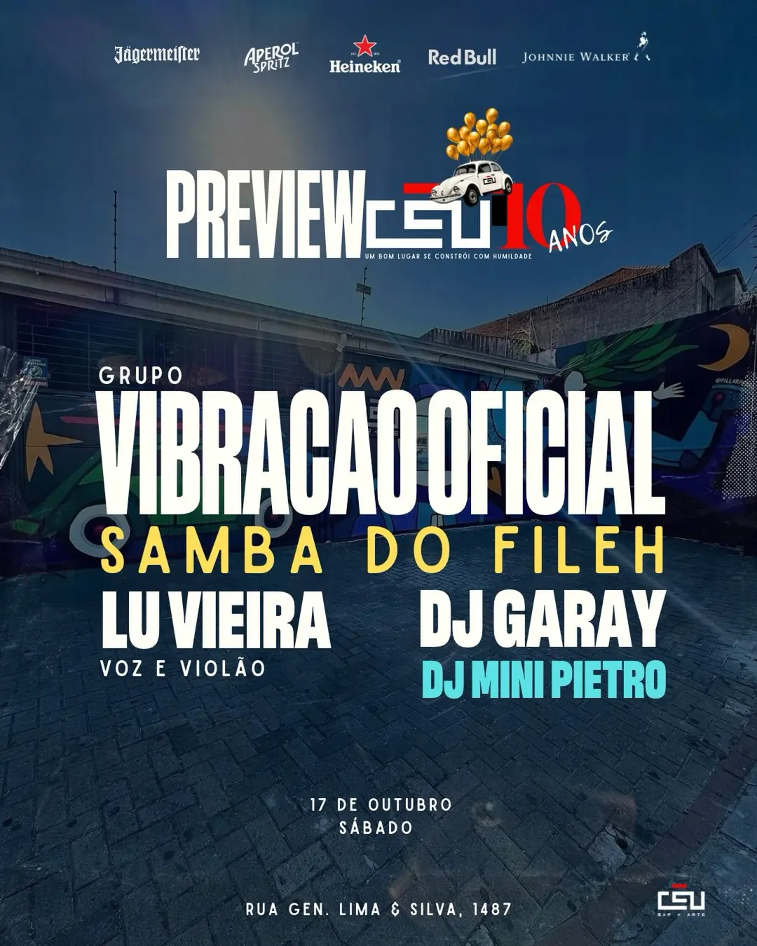 Flyer de Samba do Fileh, Dj Garay e mais 3 artistas