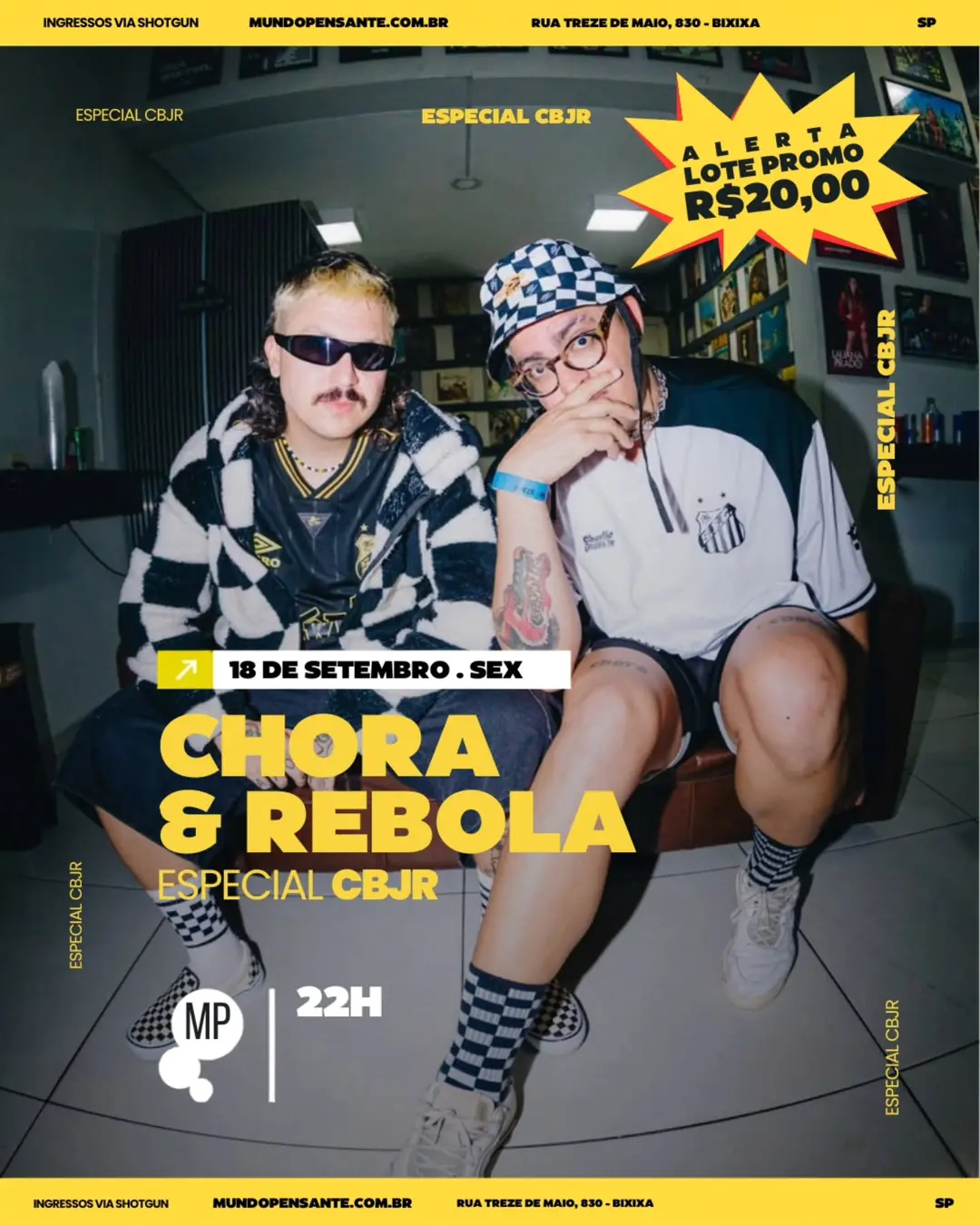 Flyer de Os Chorões da Pisadinha e mais 4 artistas
