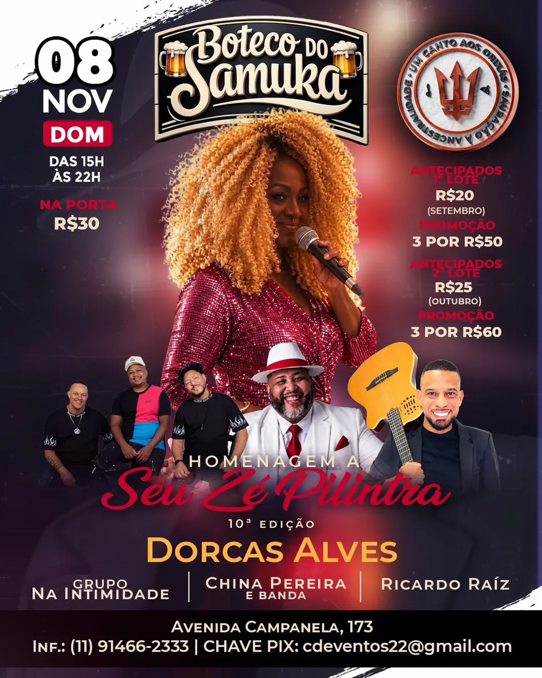 Flyer de Dorcas Alves, Ricardo Raiz e mais 2 artistas