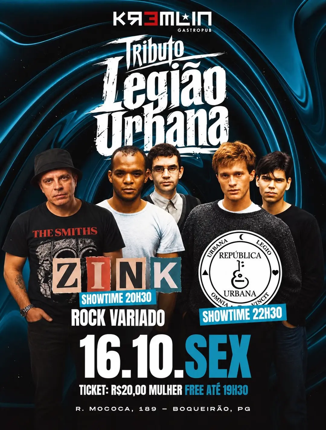 Flyer de Zink e República Legião Urbana