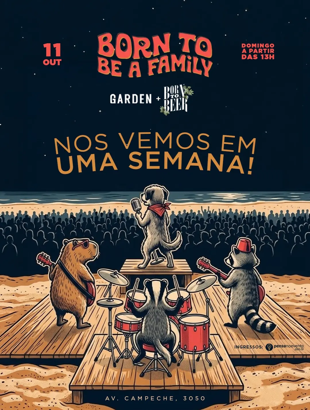 Flyer de Banda Tow In, Riff, Hell Tavares e mais 3 artistas