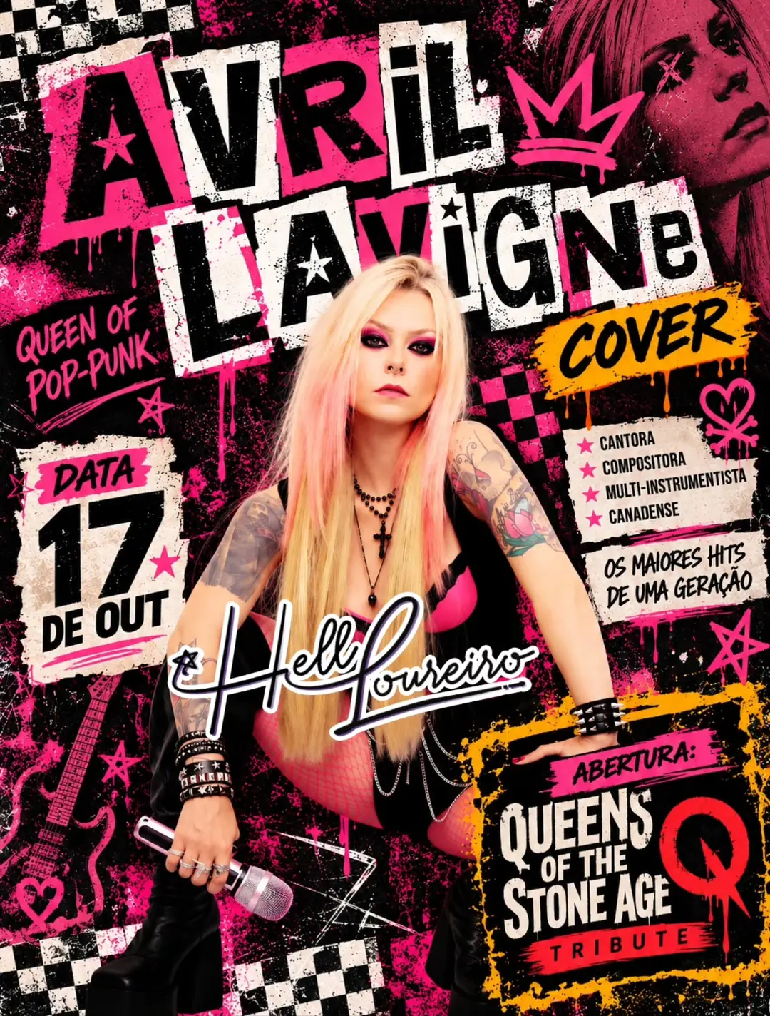 Flyer de Avril Lavigne Cover e mais 2 artistas