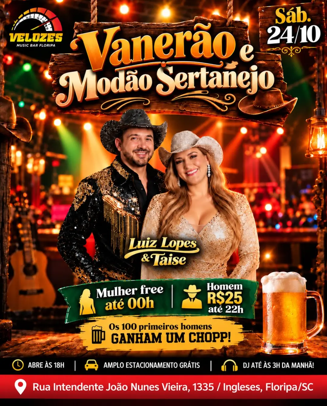 Flyer de Luiz Lopes e Taise
