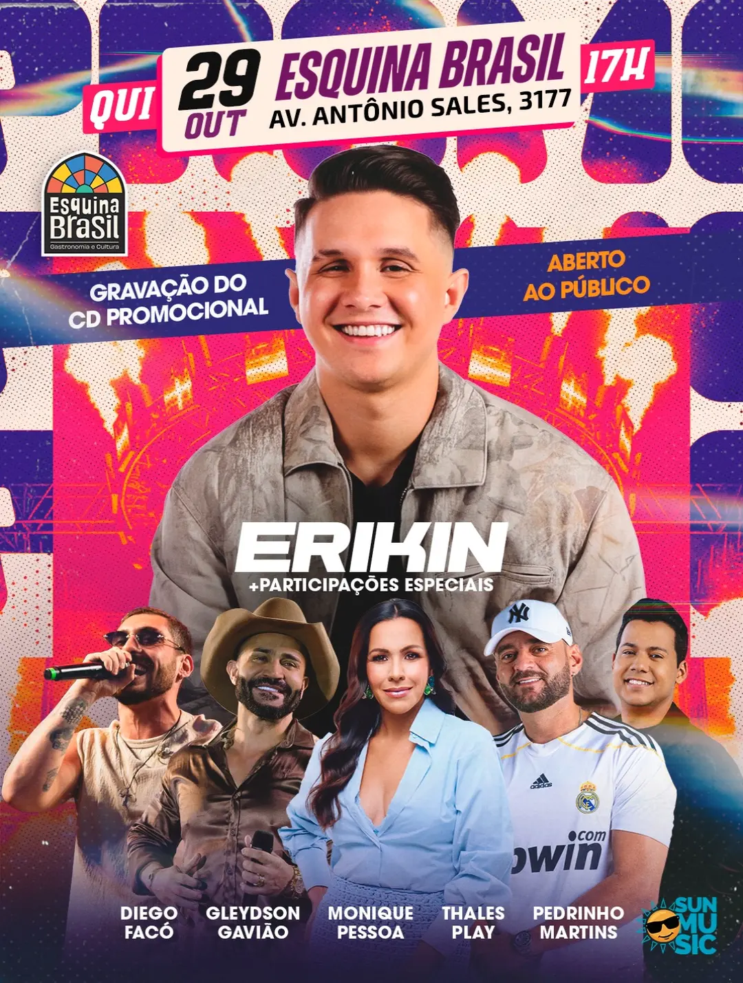 Flyer de Erikin, Pedrinho Martins, Diego Facó e mais 3 artistas