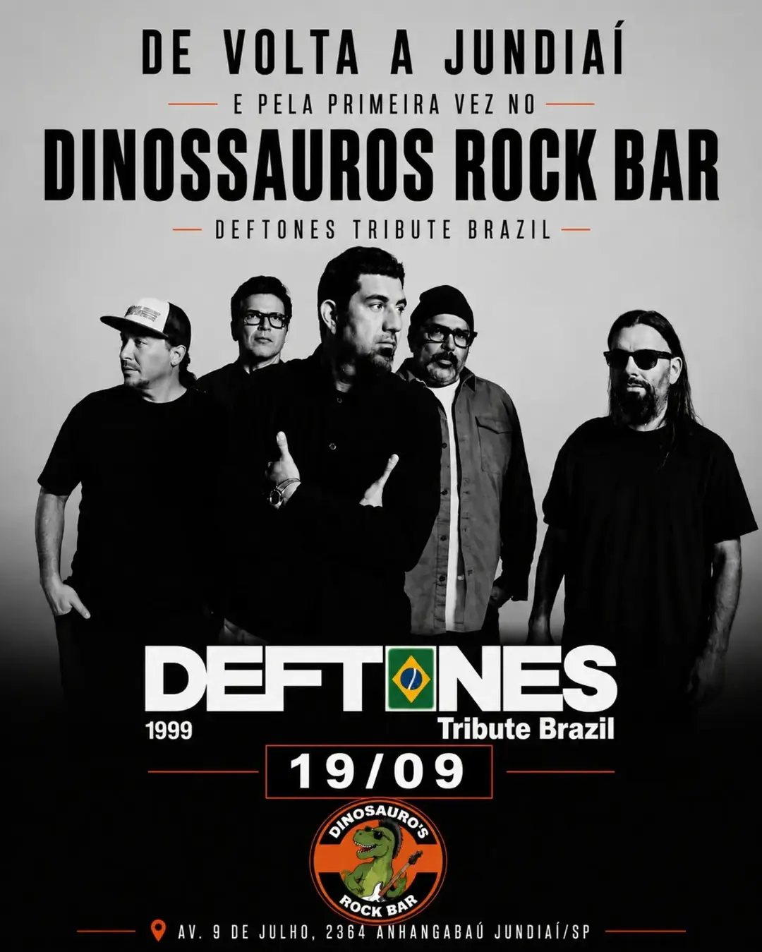 Flyer de Deftones Tribute Brazil, PANTERA e Nu Metal All Stars