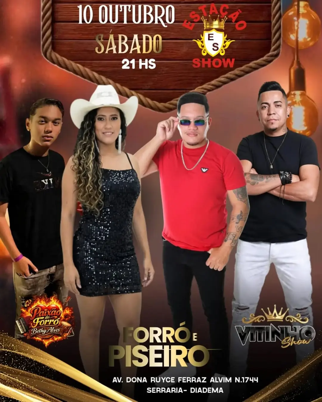 Flyer de Vitinho Show, Paixão do Forró e Bethy Alves