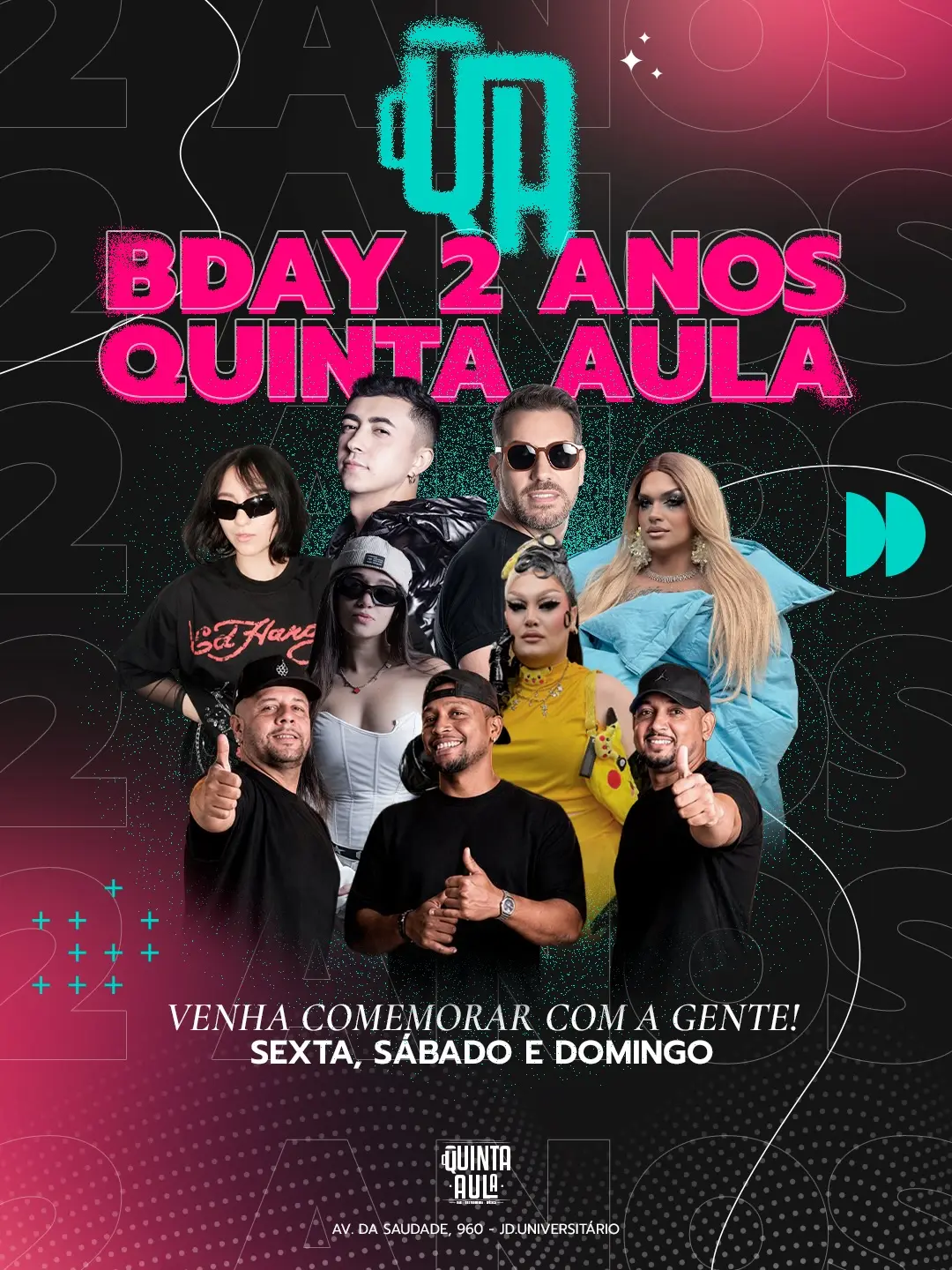 Flyer de DJ Noronha, Grupo Eu Topo e DJ M. Moretti