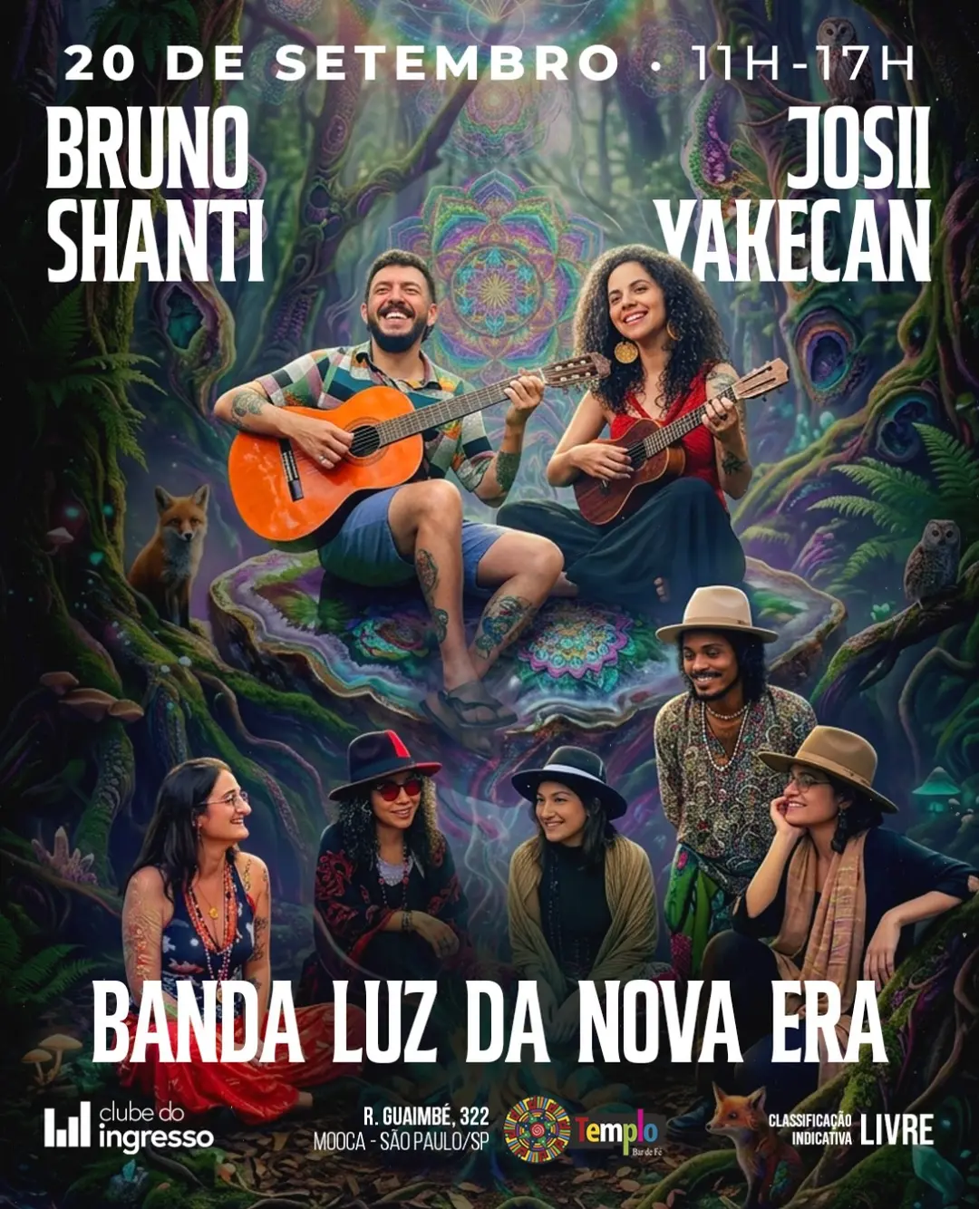 Flyer de Banda Luz da Nova Era, Bruno Shanti e mais 3 artistas
