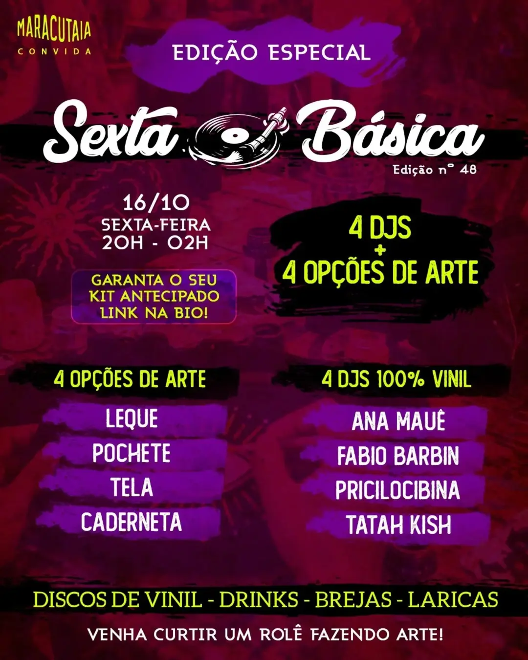 Flyer de Ana Mauê, Fábio Bardin, Pricilocibina e Tatah Kish