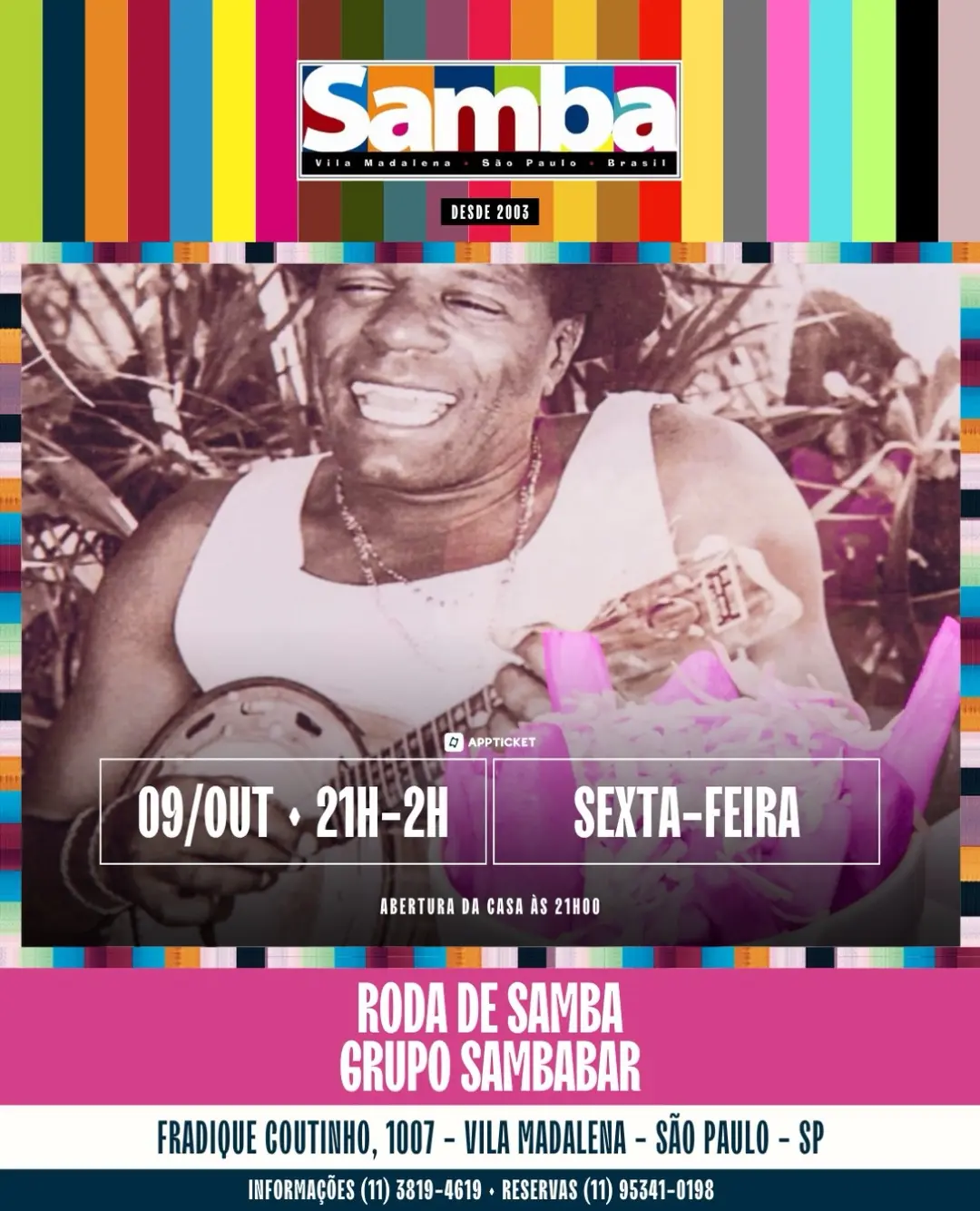 Flyer de Grupo Samba Bar