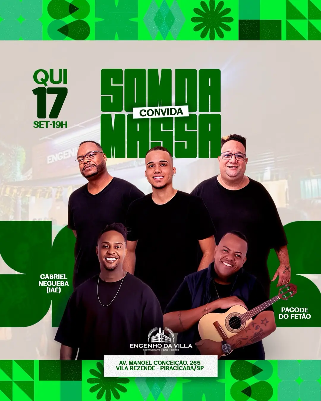 Flyer de Som da Massa, Negueba e Pagode do Fétão