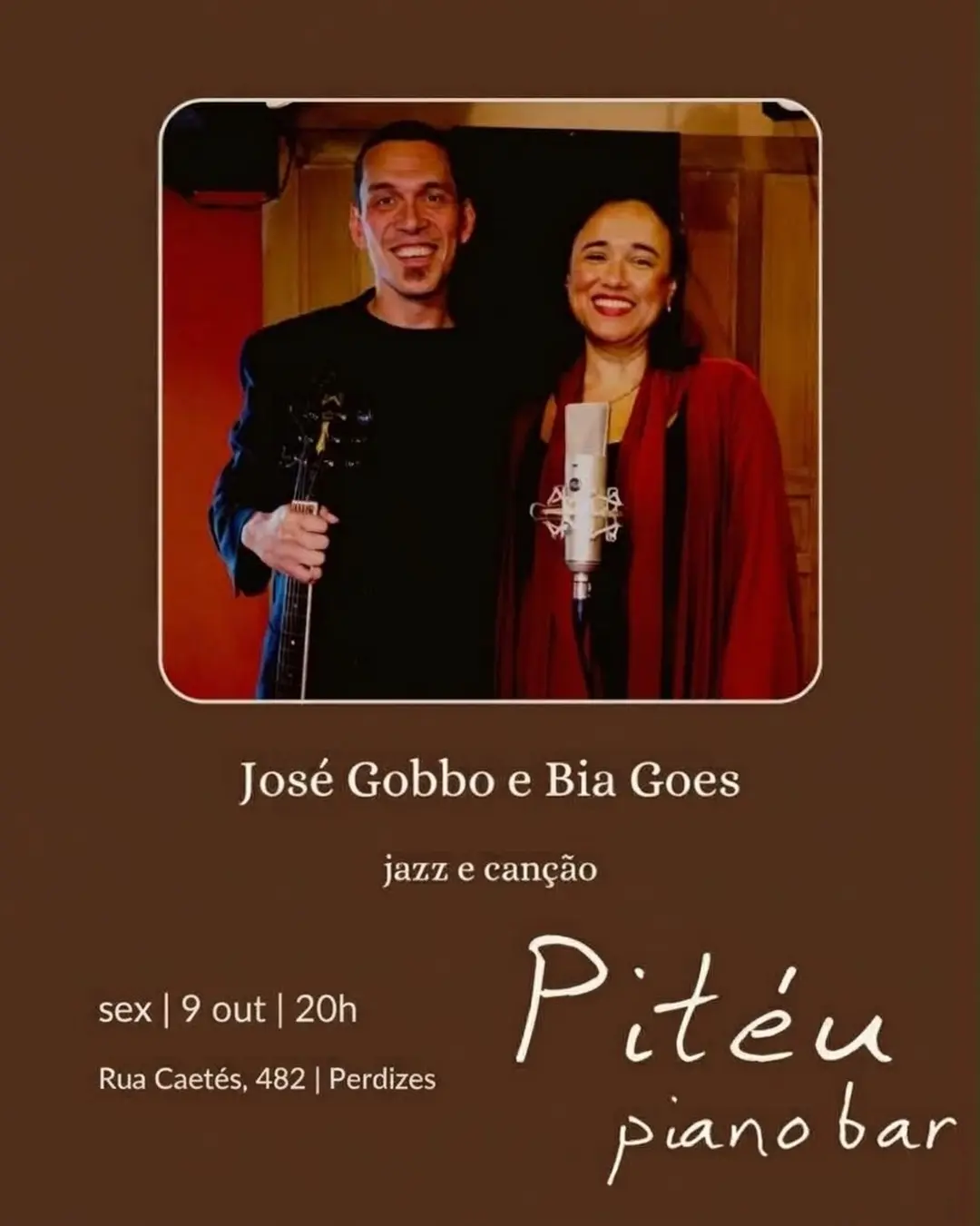 Flyer de Bia Goes e Jose Gobbo