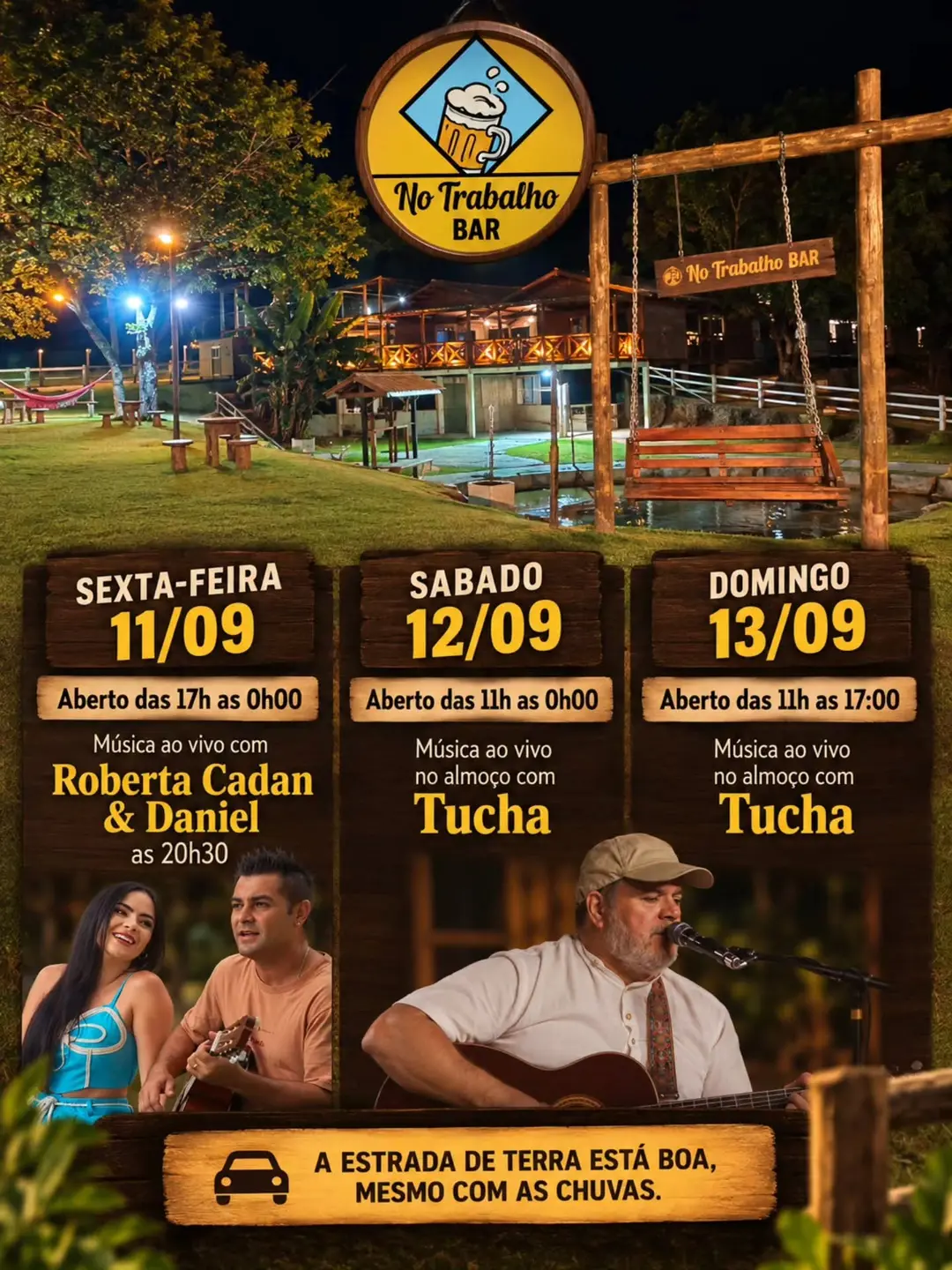 Flyer de Roberta Cadan & Daniel e Helder Campos