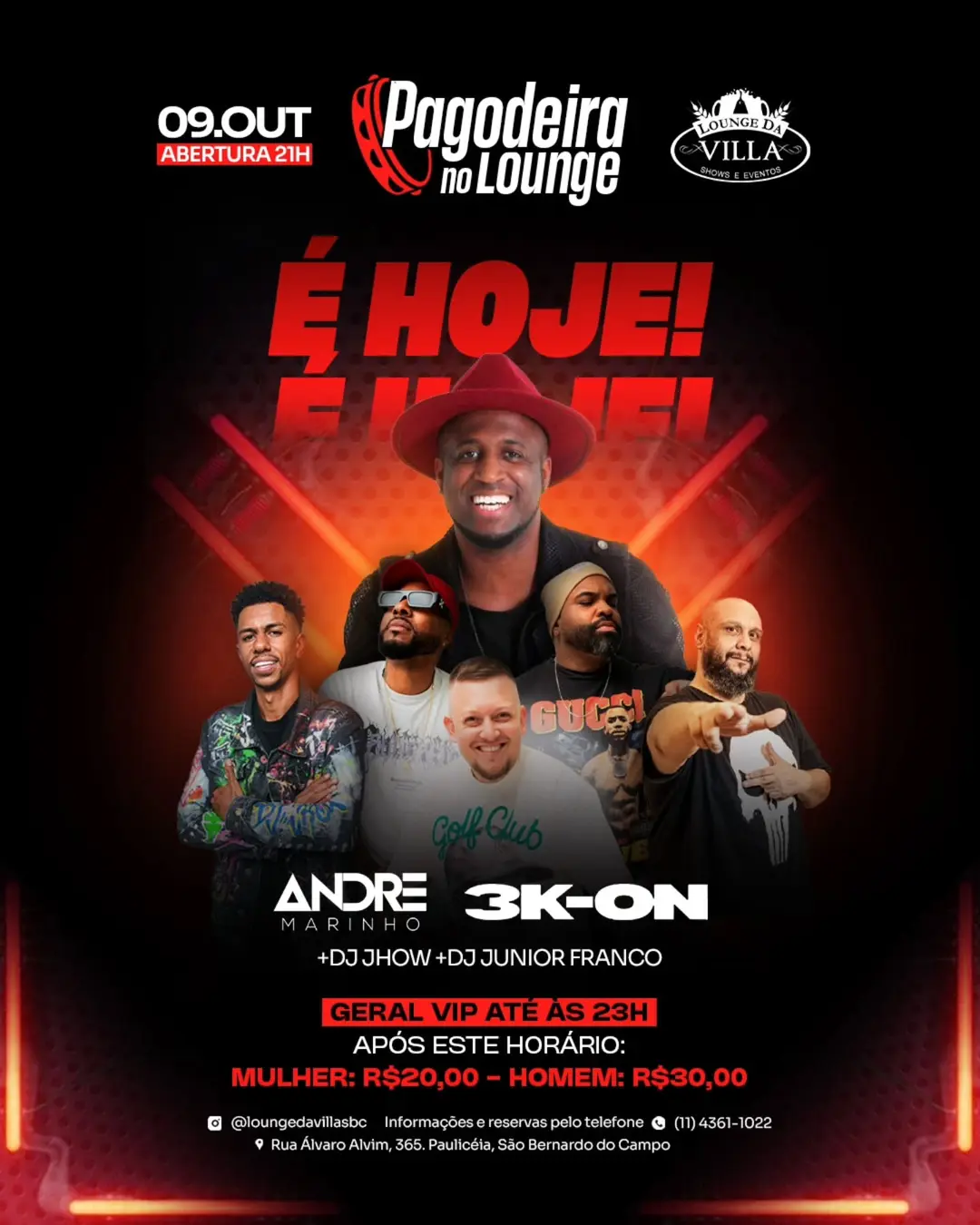 Flyer de Grupo 3K-ON, Jhoww40, André Marinho e DJ Junior Franco