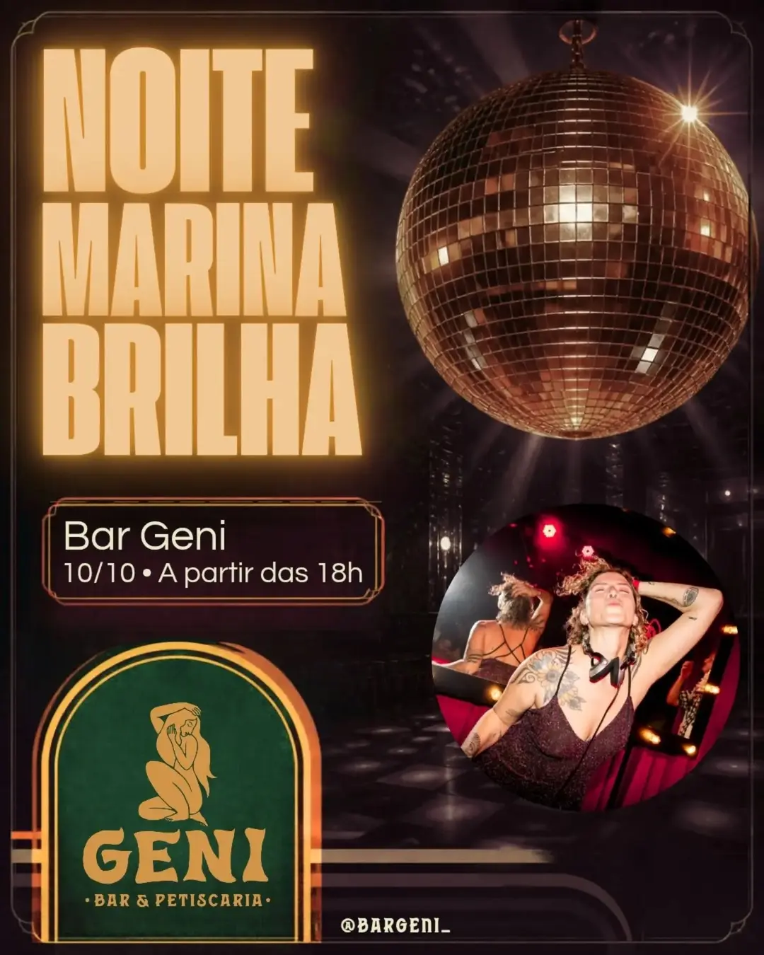 Flyer de DJ Marina Lopes