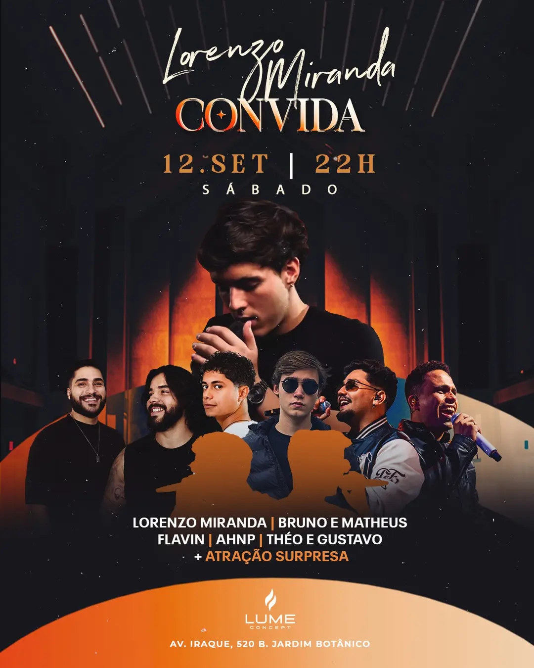 Flyer de Théo e Gustavo, Bruno e Mattheus e mais 4 artistas