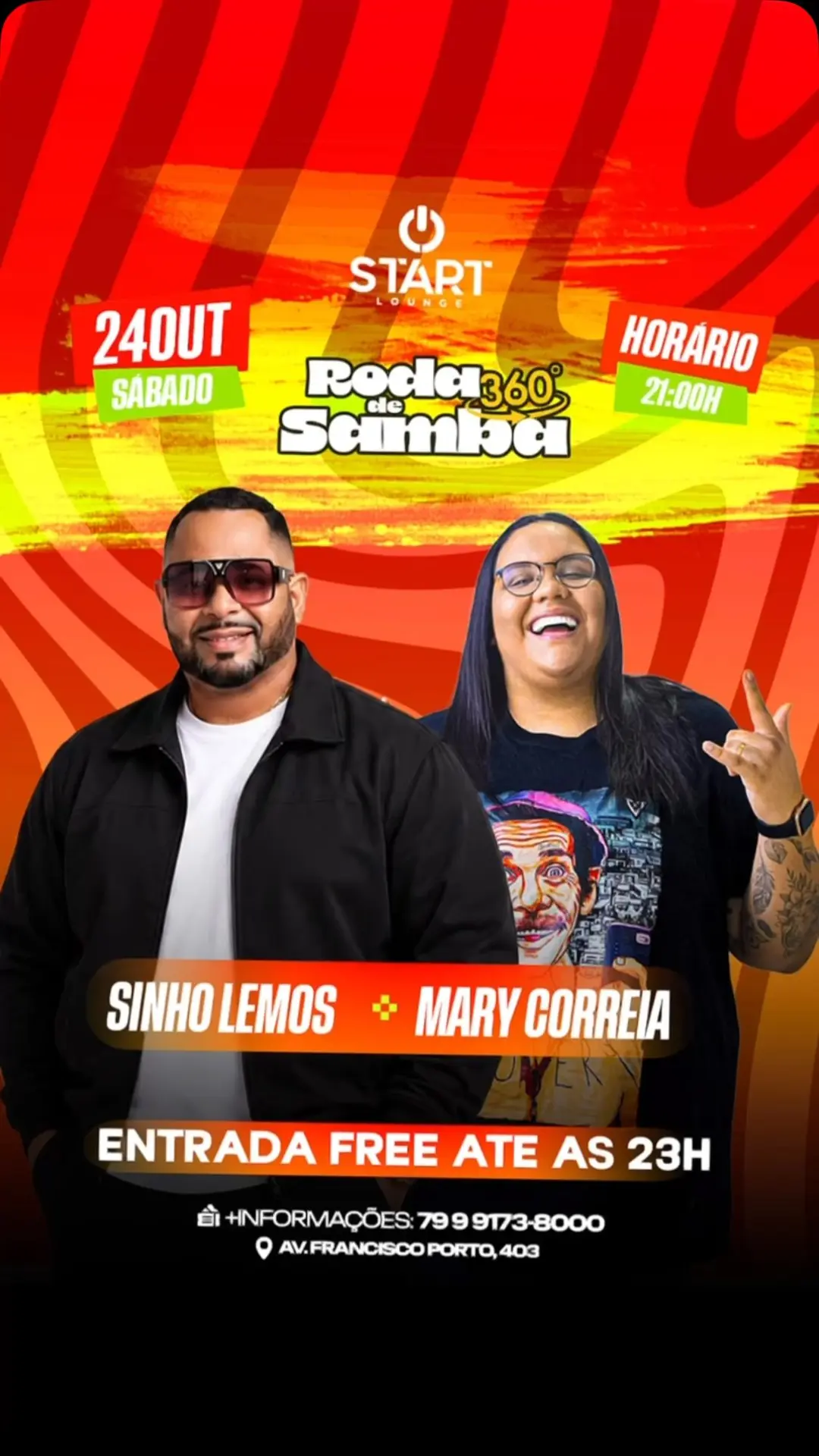 Flyer de Sinho Lemos e Mary