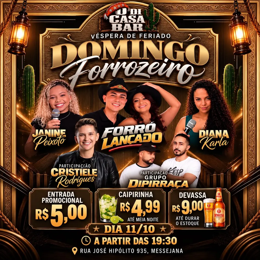 Flyer de Cristiele Rodrigues, Forró Lançado e mais 4 artistas
