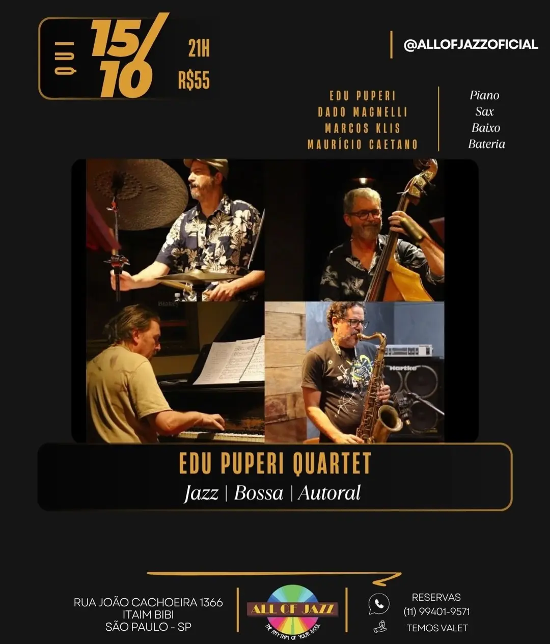 Flyer de Marcos Klis e Edu Puperi Quartet