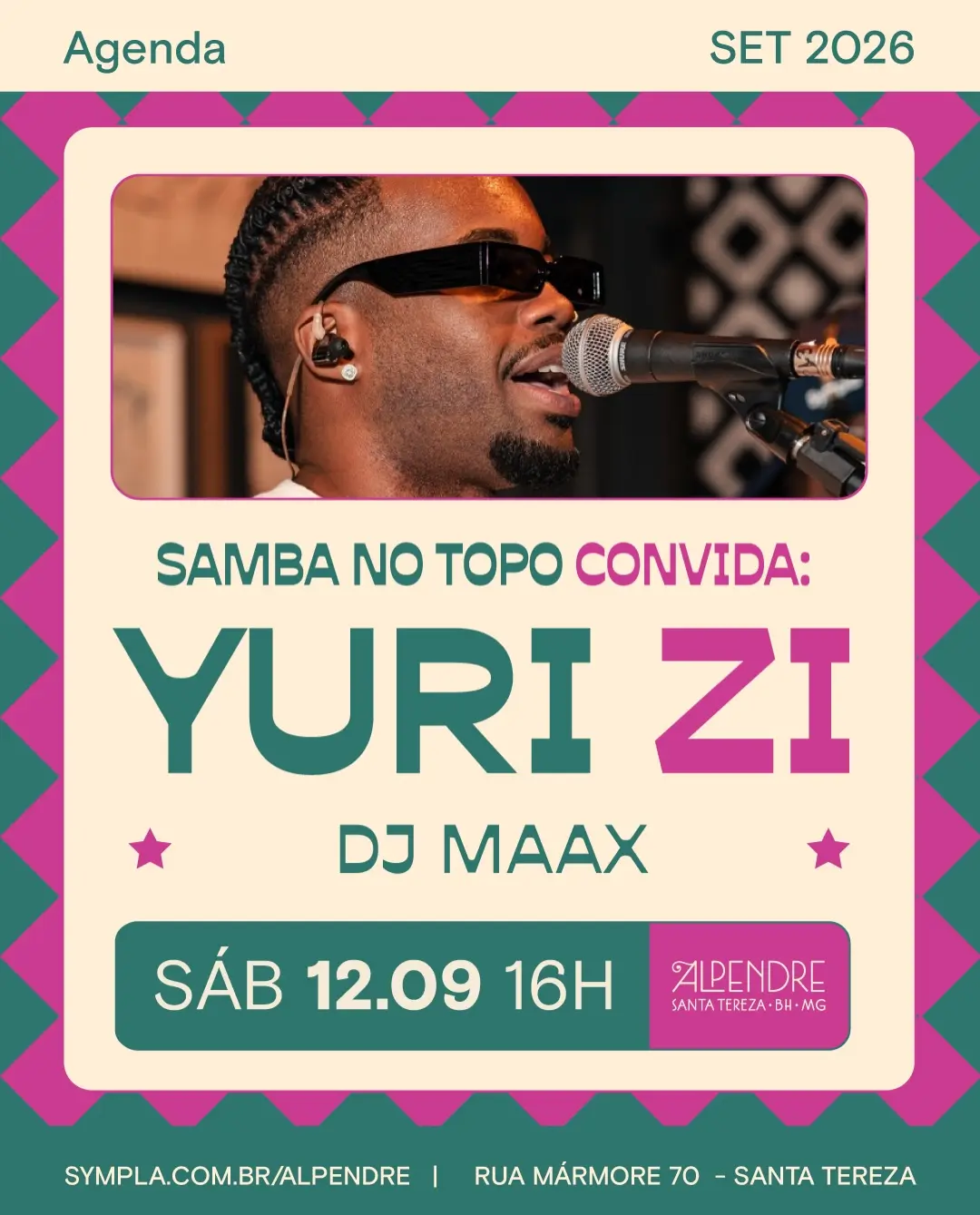 Flyer de Samba no Topo, Yuri Henrique e Maxwell Fortunato