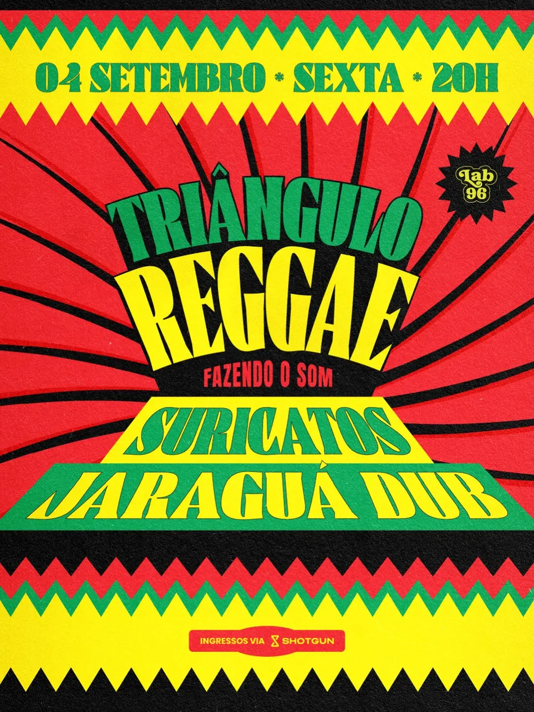 Flyer de Os Suricatos, Jaraguá Dub e TRIÂNGULO REGGAE