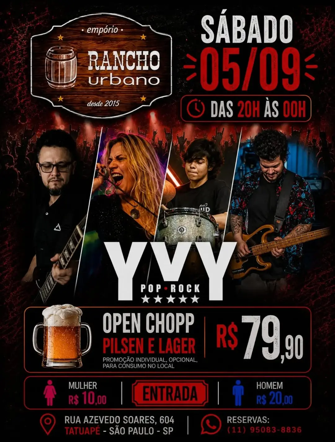 Flyer de Yvy Pop Rock, Simone Rocks e mais 7 artistas