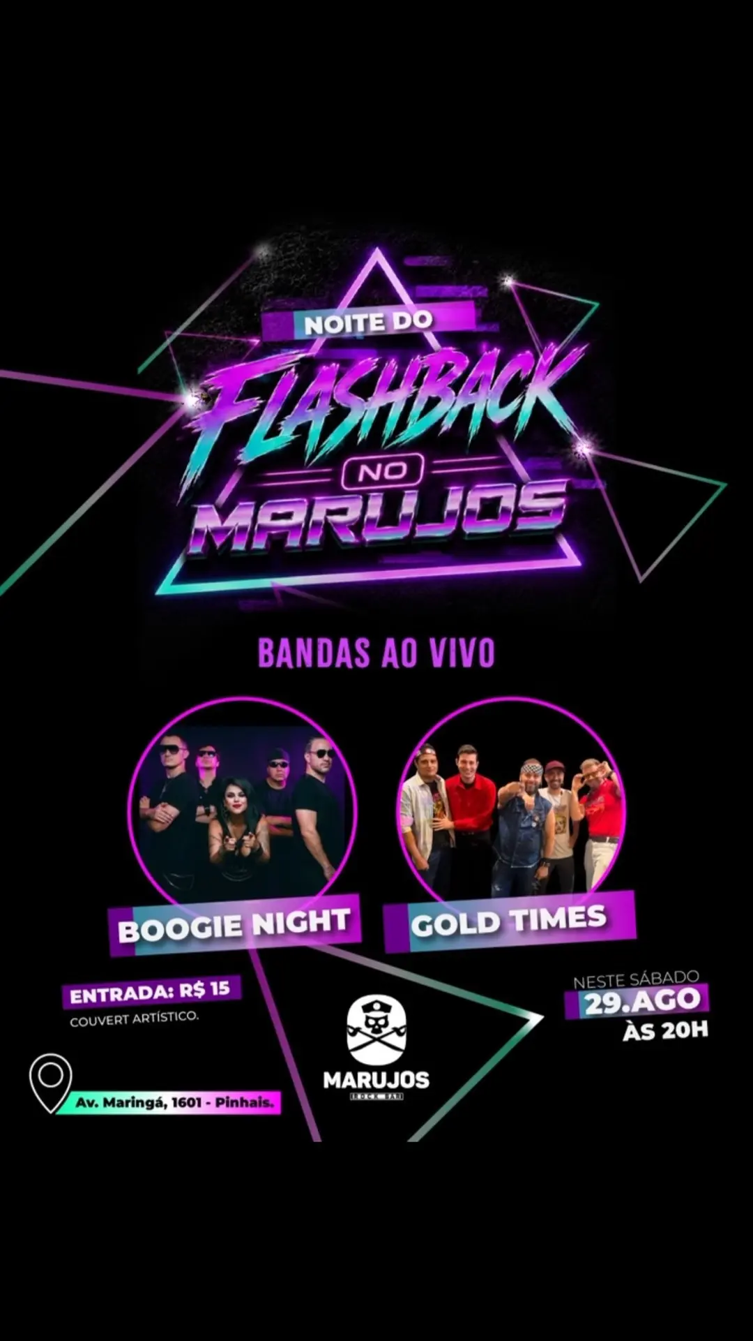 Flyer de Banda G'Old Times e Boogie Night