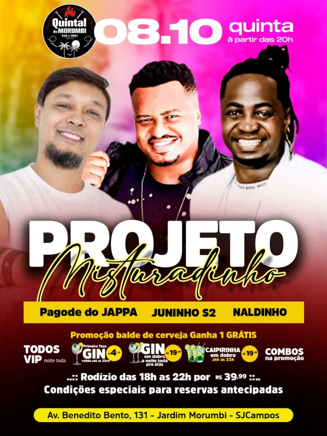 Flyer de Pagode do Jappa, Juninho S2 e Naldinho
