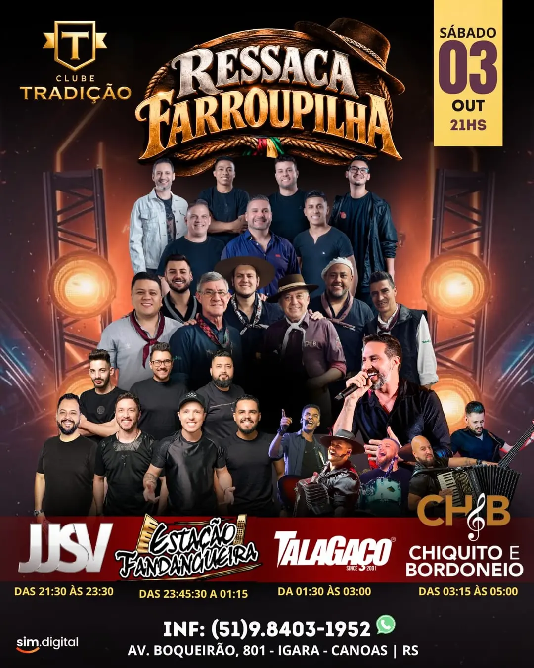 Flyer de Estação Fandangueira, JJSV e mais 2 artistas