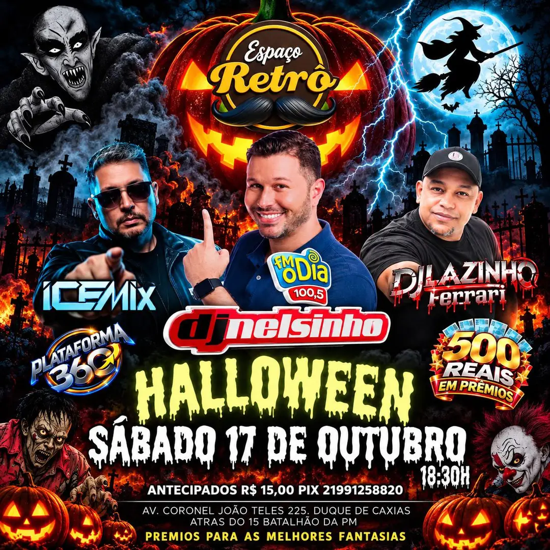 Flyer de DJ Nelsinho da FM O Dia, Dj Lazinho Ferrari e Ice Mix
