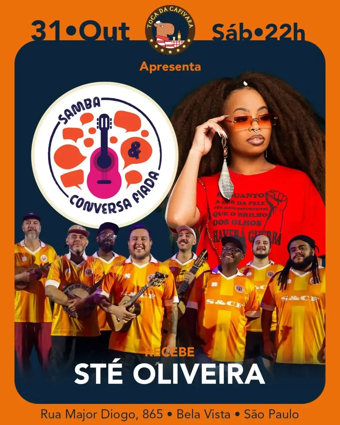 Flyer de Samba e Conversa Fia e Ste Oliveira Real