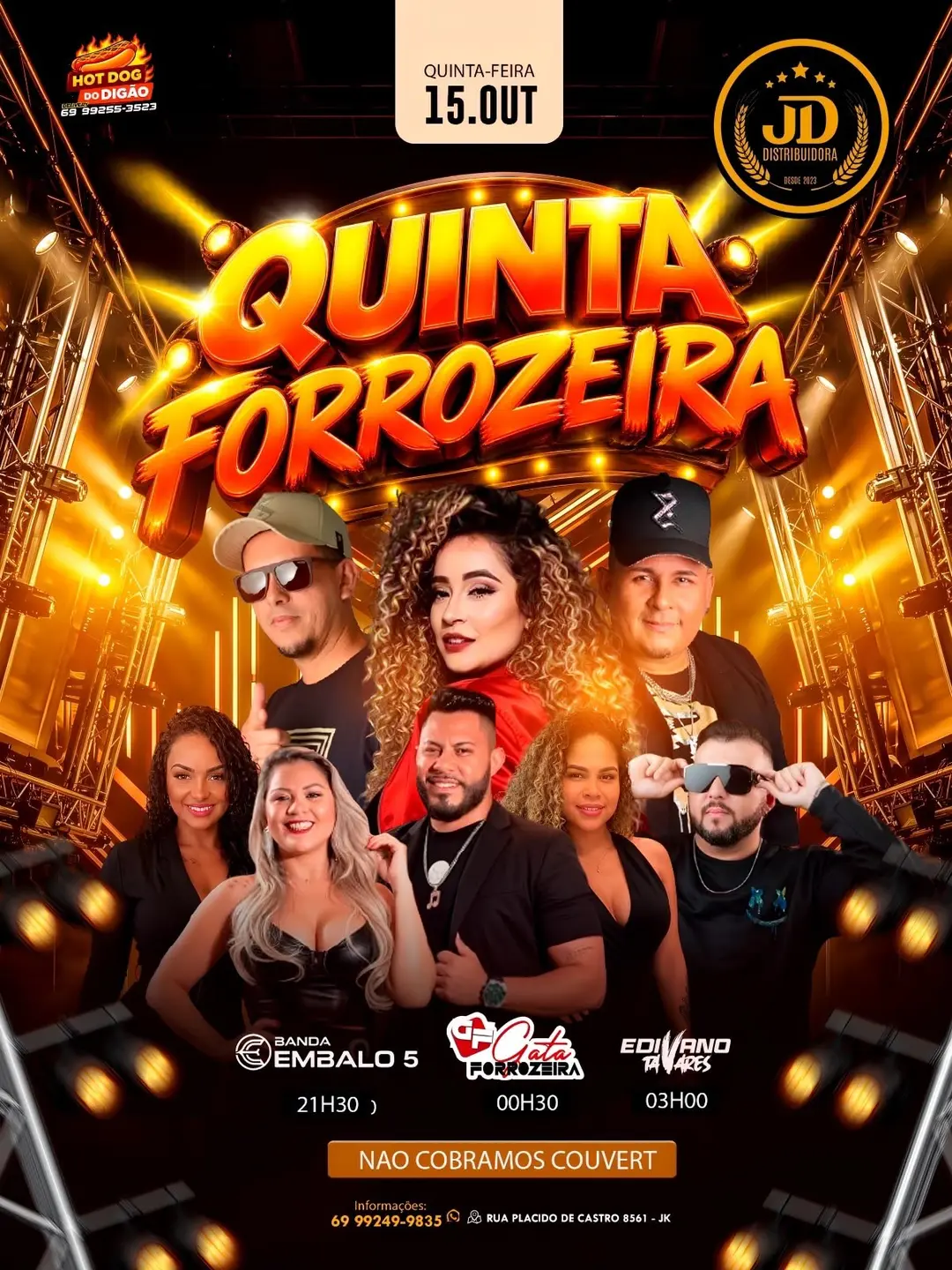 Flyer de Edivano Tavares, Banda Embalo 5 e Gata forrozeira