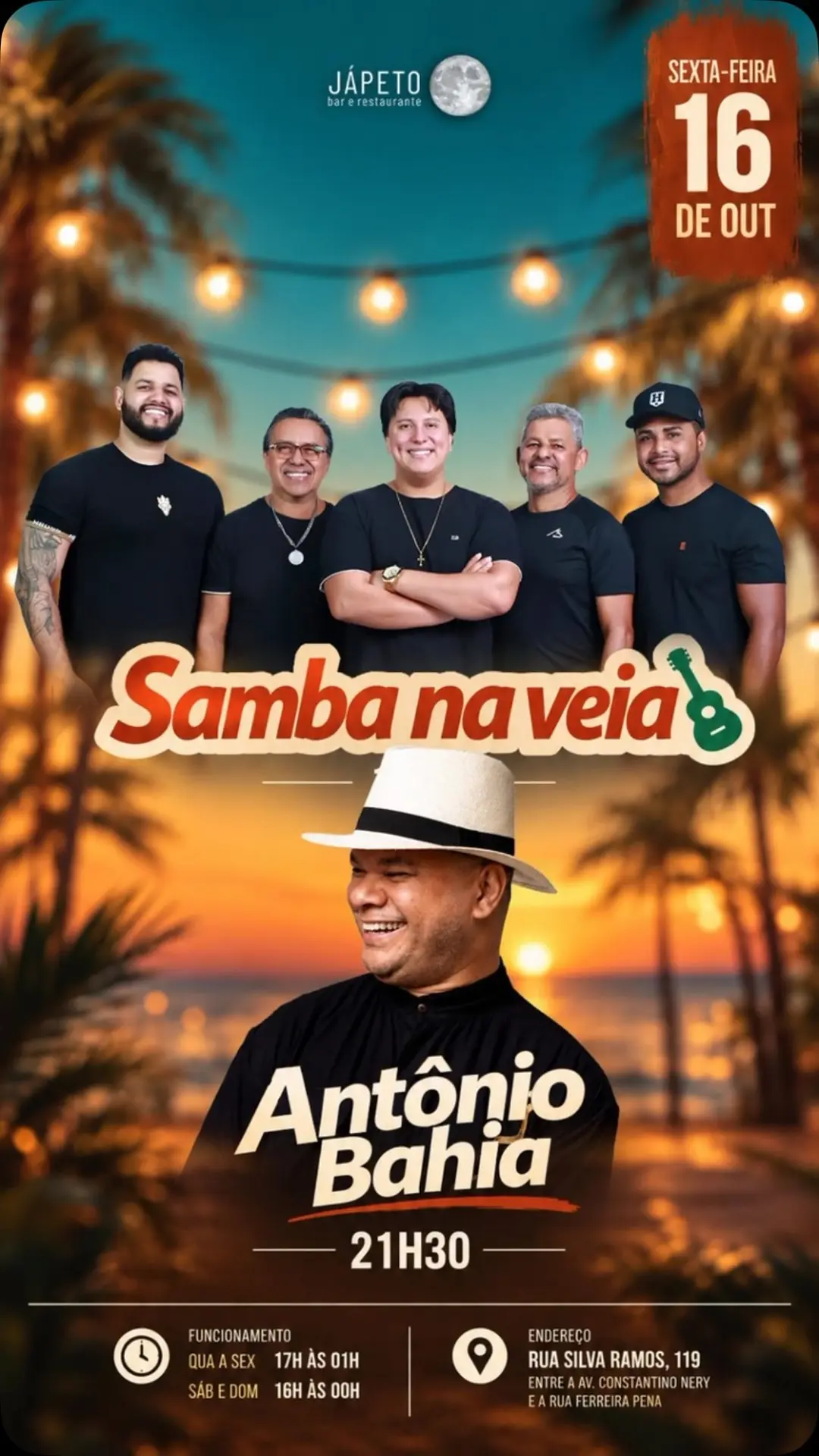 Flyer de Samba na Veia AM e Antônio Bahia