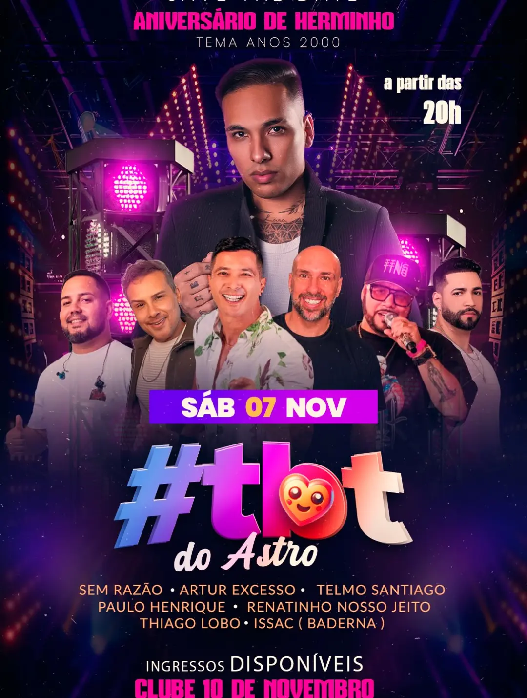 Flyer de Herminho Medeiros, Banda Sem Razão e mais 6 artistas