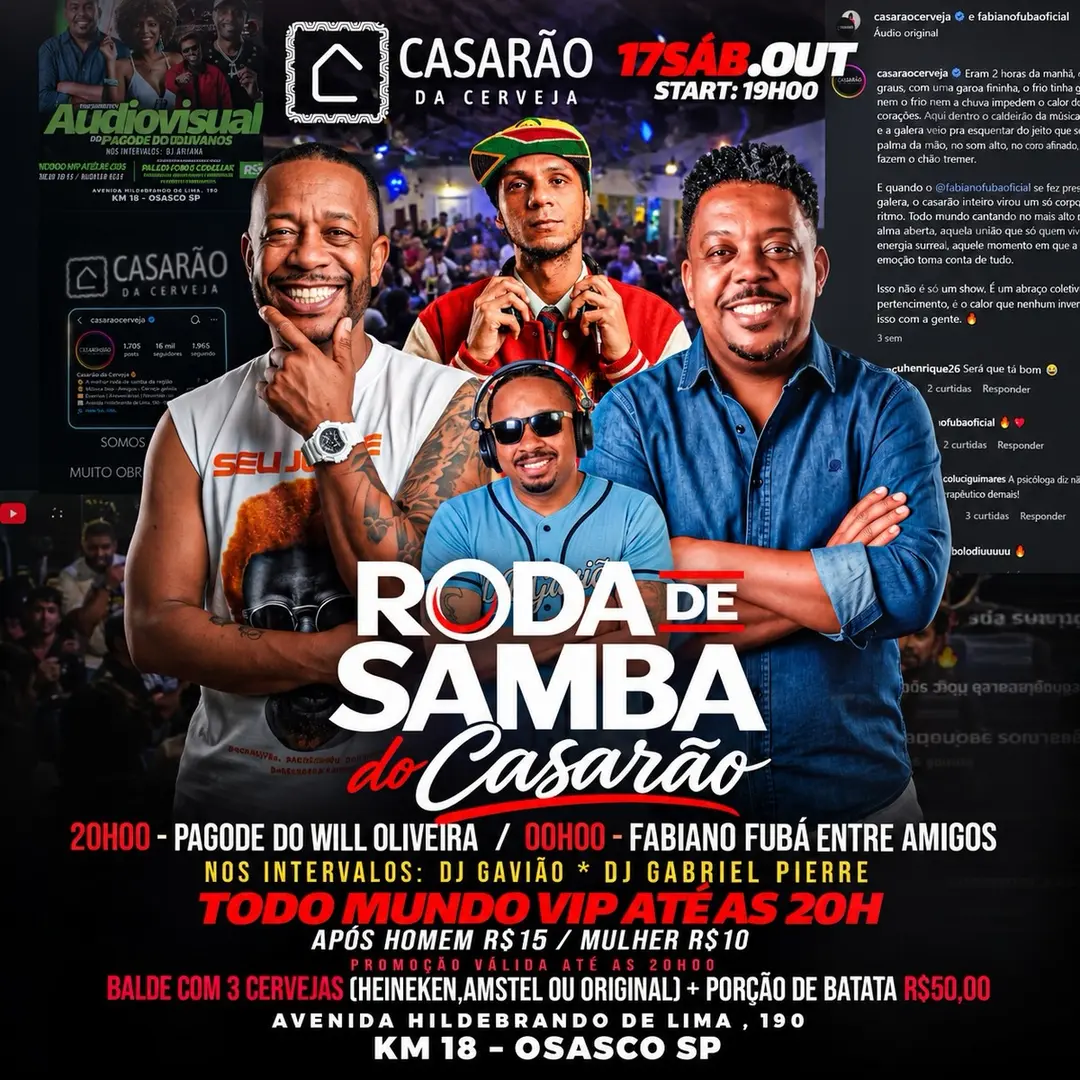 Flyer de Will Oliveira, Fabiano Fubá e mais 2 artistas