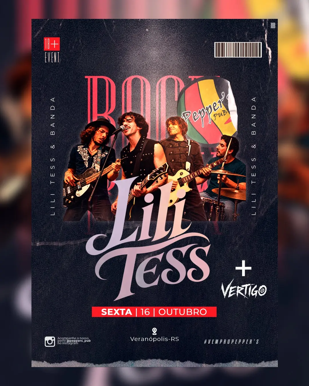 Flyer de Lili Tess & Banda e Banda Vertigo