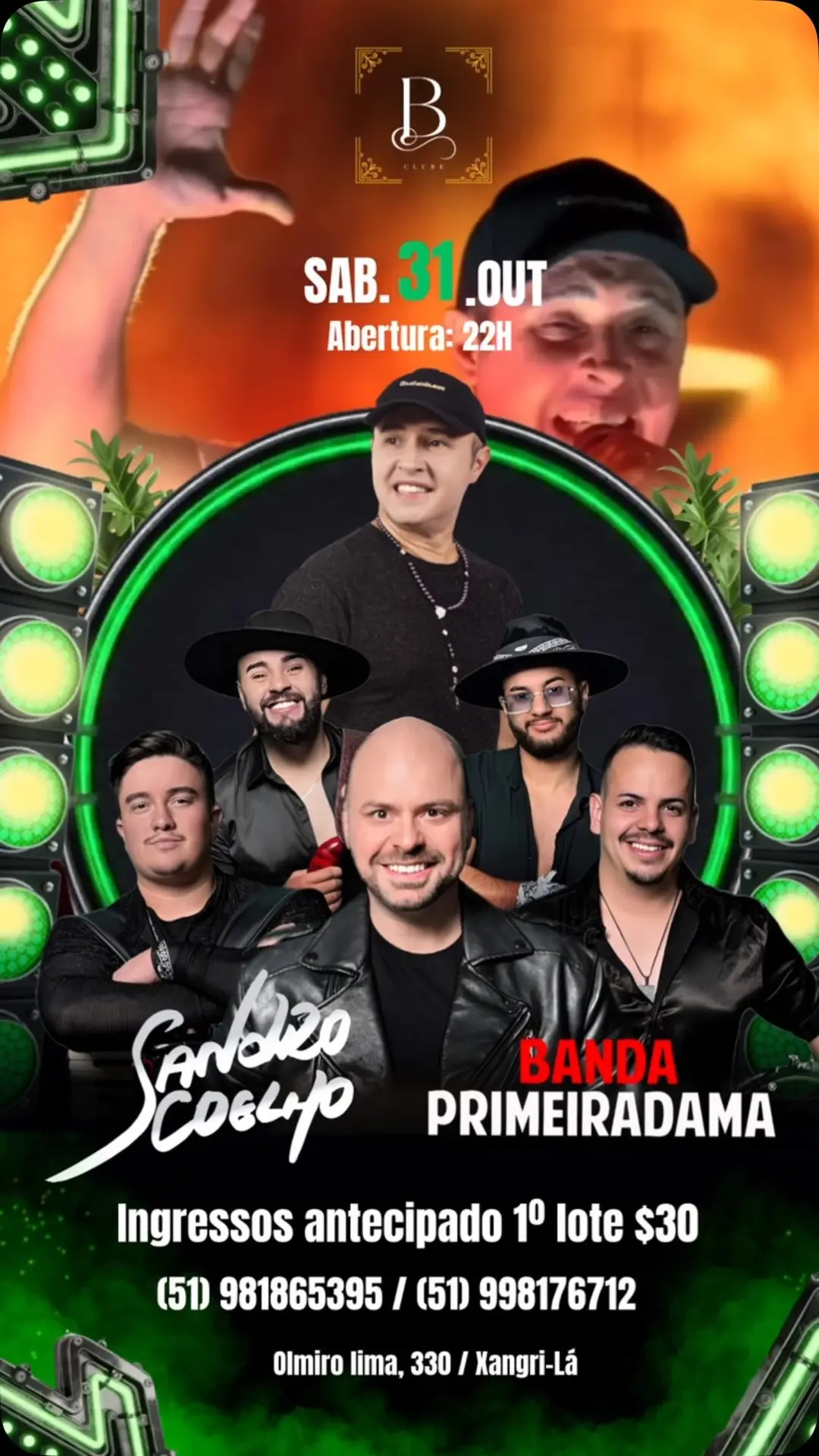 Flyer de Sandro Coelho e Banda Primeira Dama