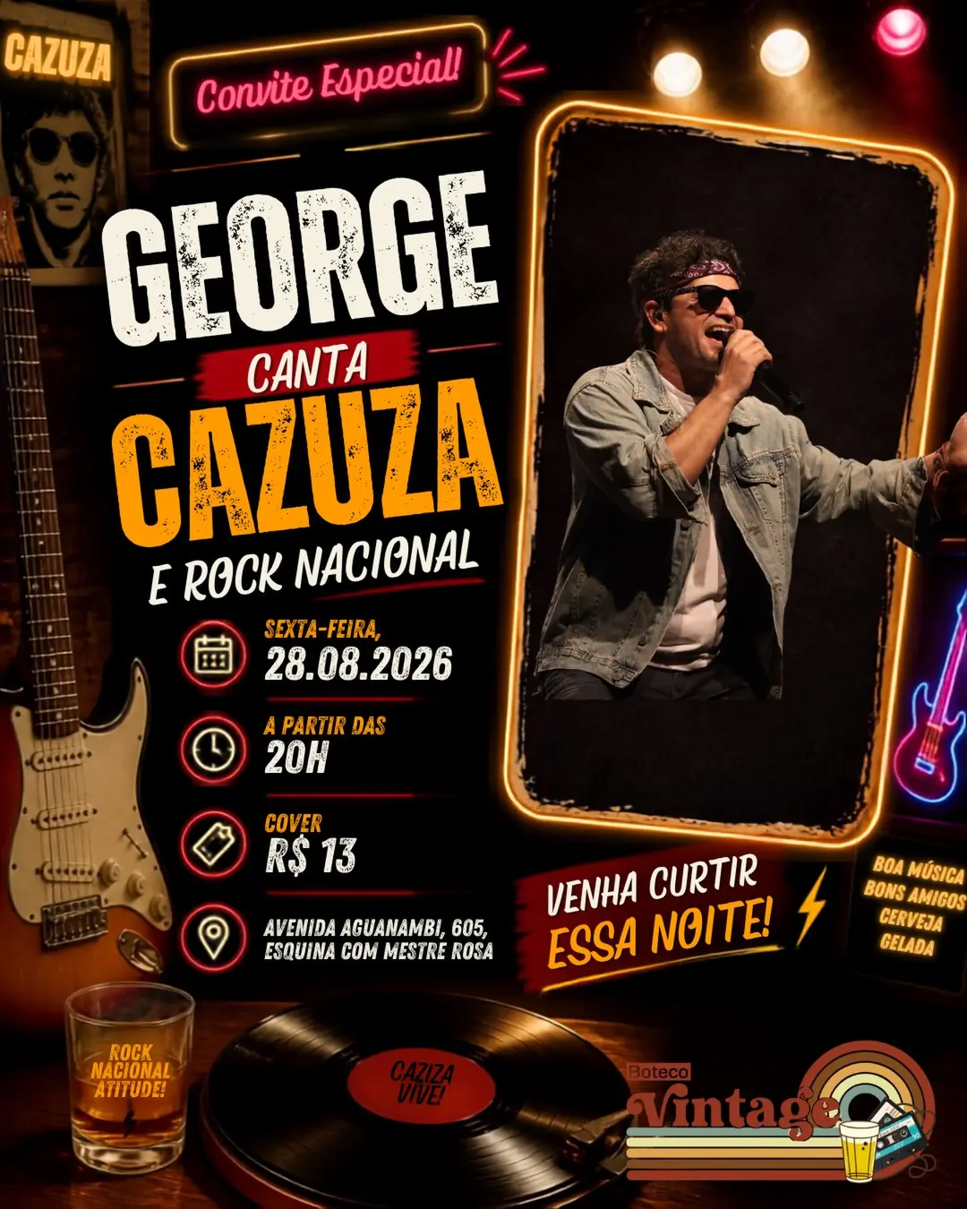 Flyer de George canta Cazuza