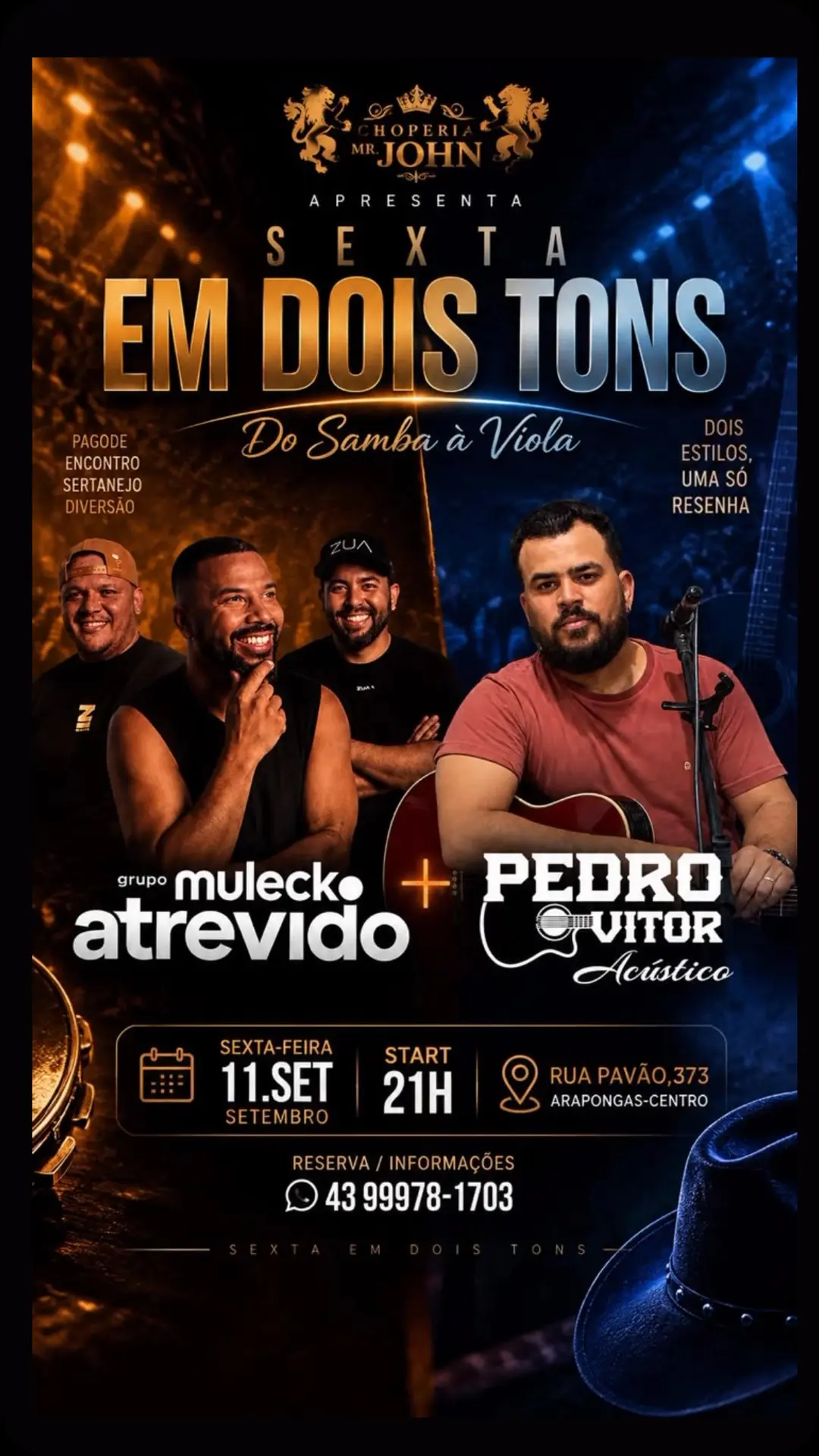 Flyer de Muleck Atrevido e Pedro Vitor Acústico