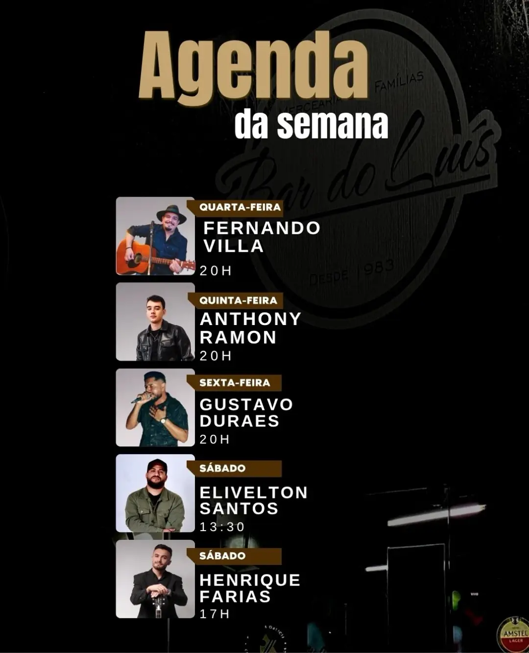 Flyer de Fernando Villa, Anthony Ramon e mais 3 artistas