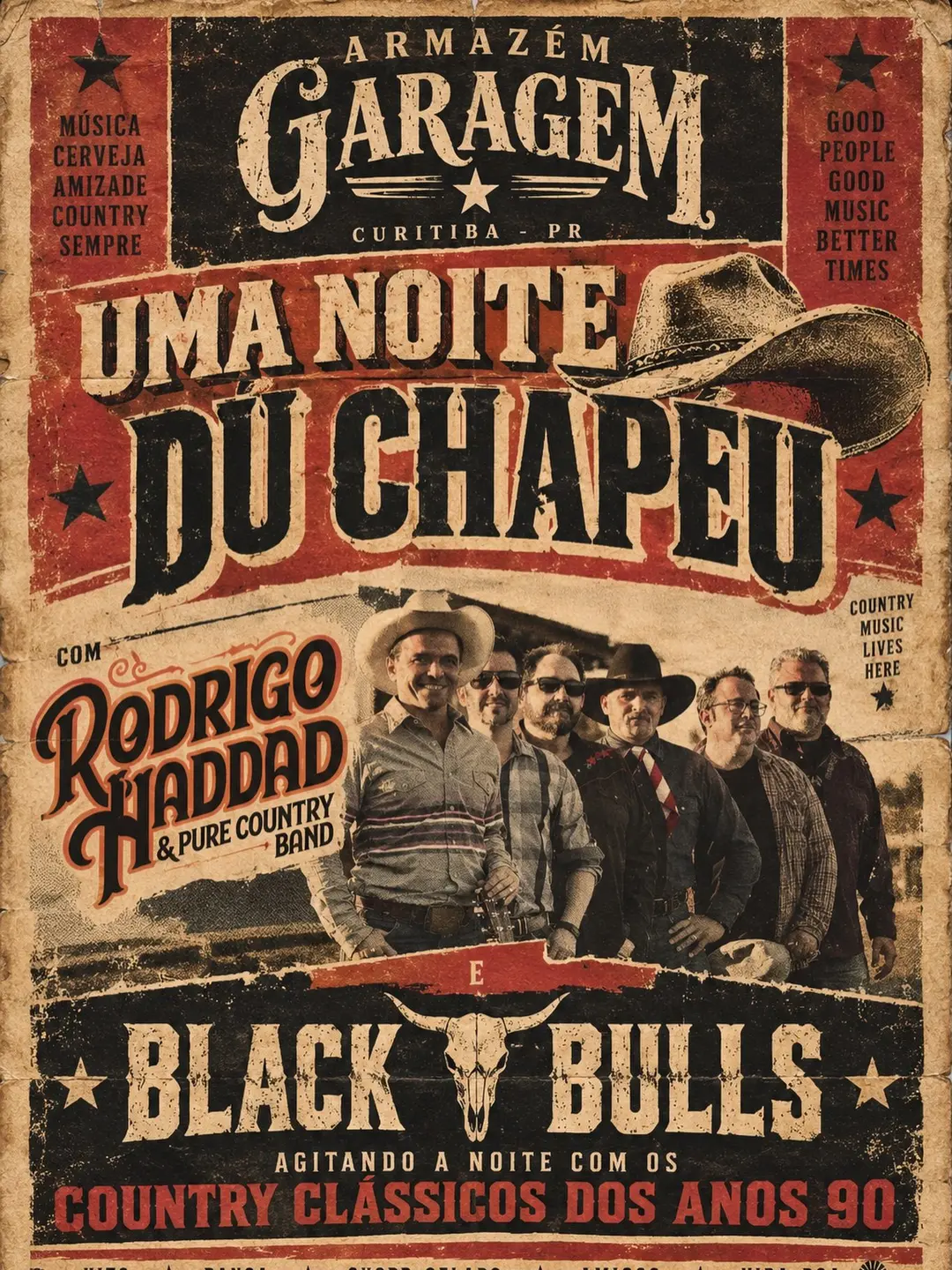 Flyer de Rodrigo Haddad, Black Bulls e mais 3 artistas