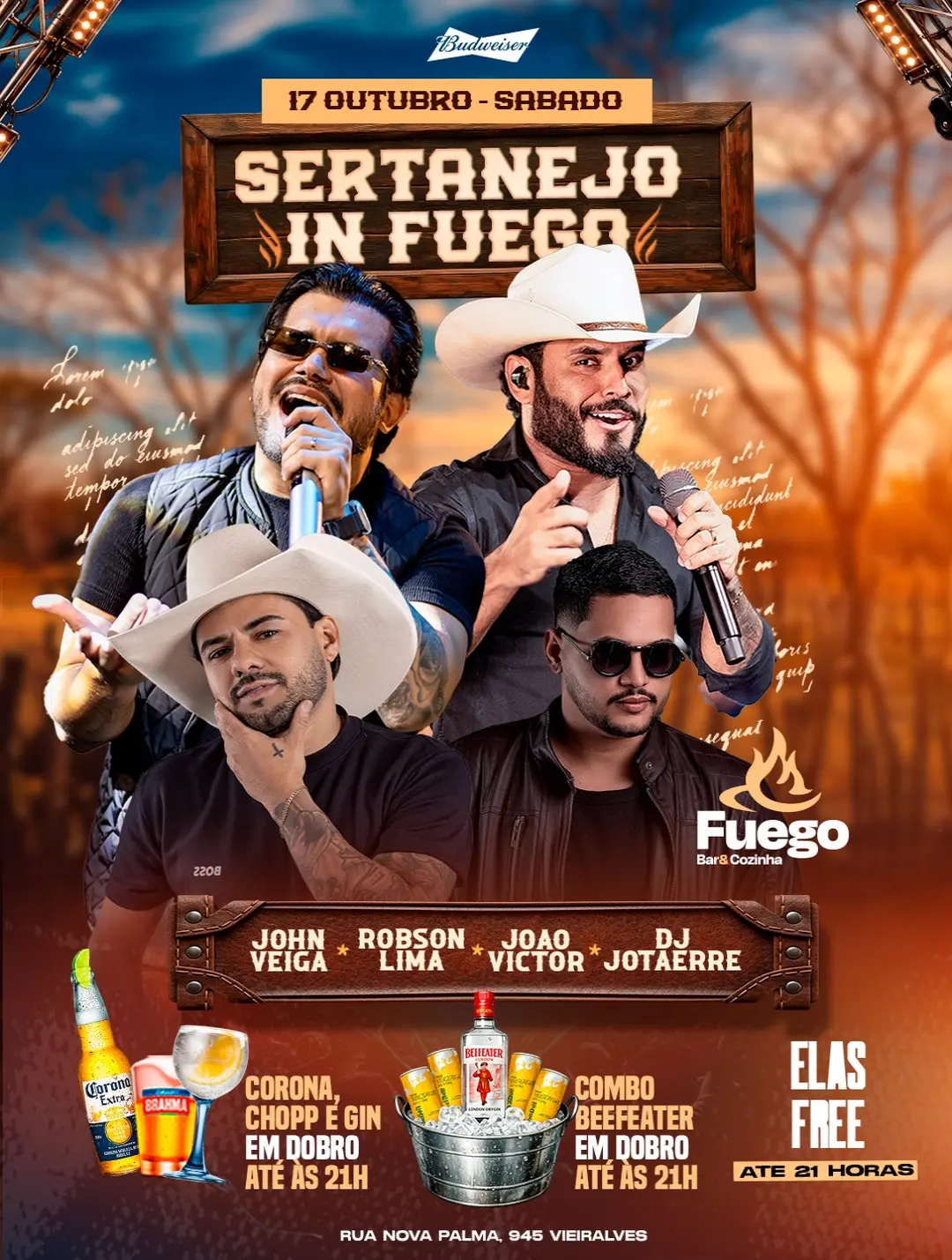 Flyer de John Veiga, João Victor, Robson Lima e DJ Jotaerre